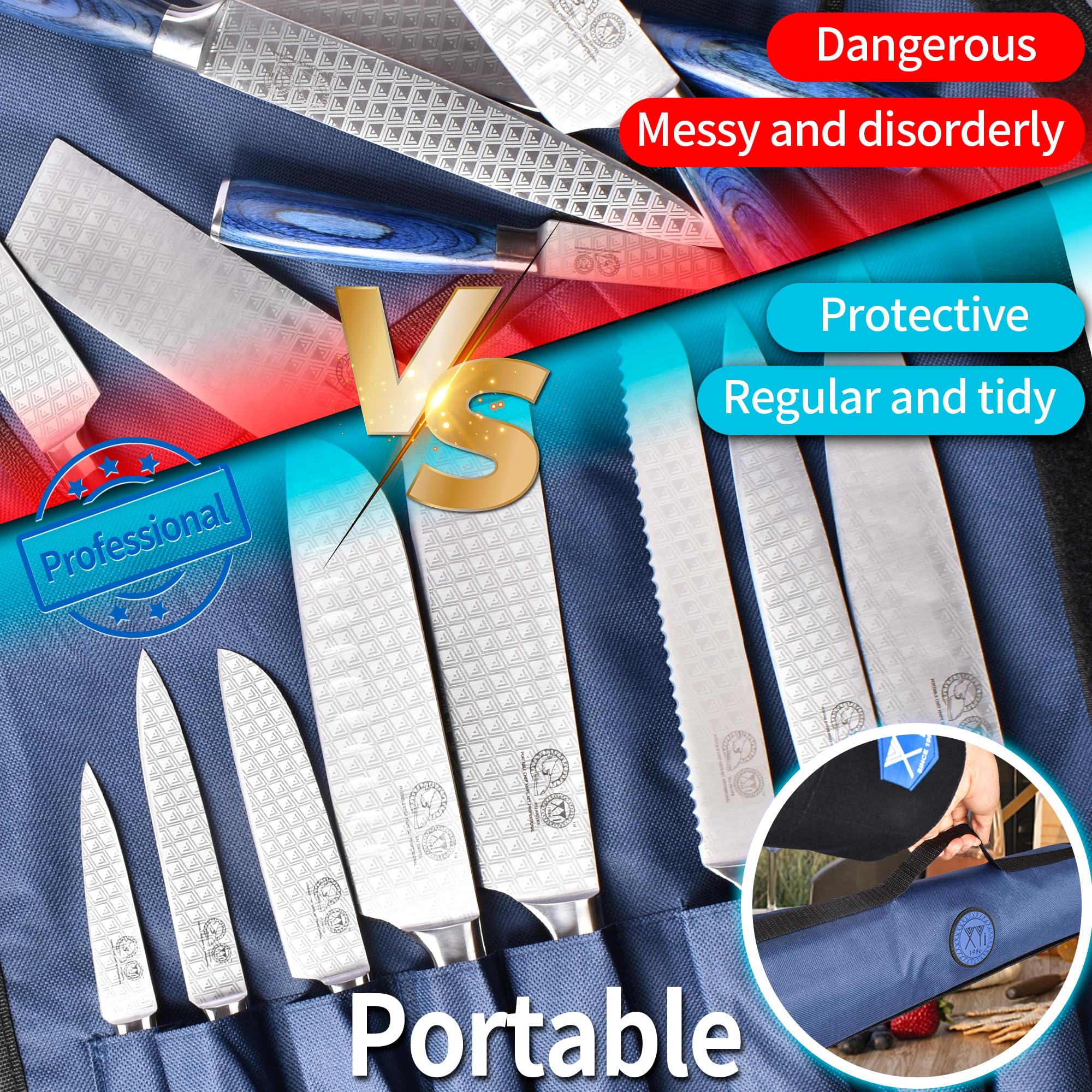 XYJ Professional 8-Piece Kitchen Knife Set with Vein Pattern - 8