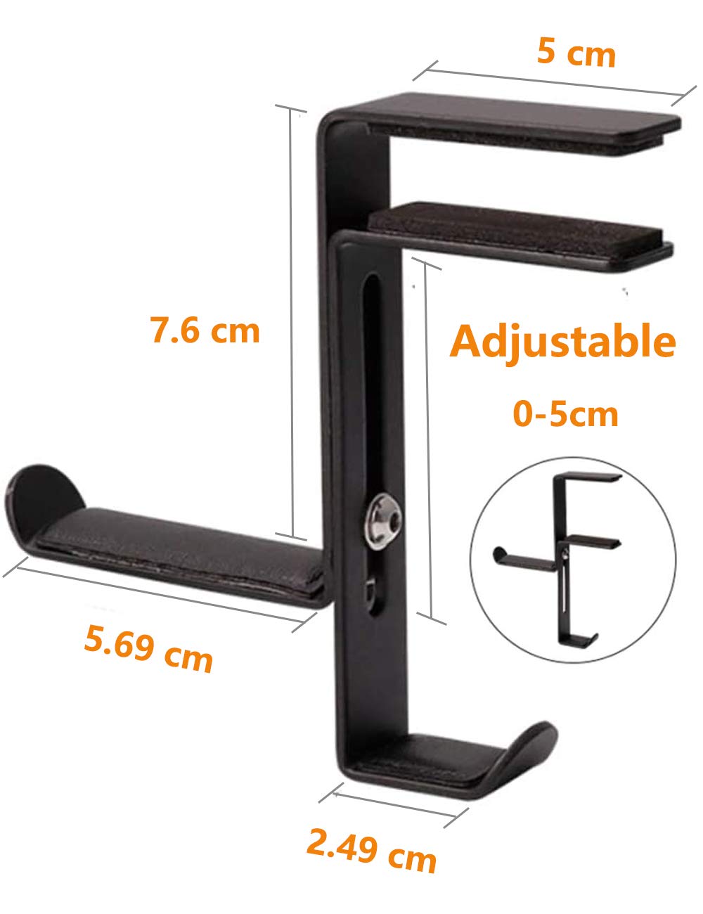 Adjustable Universal Headphone Stand Holder - Desk & Shelf Mount Hanger Hook for Gaming Headsets, Earphones, PC Accessories - Durable Black Display Bracket for Home, Office & Gaming Setup