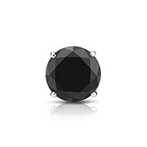 14K Gold Round Single Black Diamond Stud Earrings (1/4-2cttw) - 4-Prong Basket Set with Screw Back - Elegant & Durable for Everyday Wear, Special Occasions & Gifts