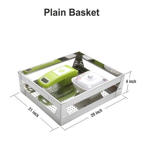 SmartSlide Stainless Steel Modular Kitchen Basket - 3-Pack Kitchen Storage Organizer with Drawers (21x20 Inch) for Utensils, Spices & Cookware - Perfect for Pantry, Countertop & Cabinet Organization