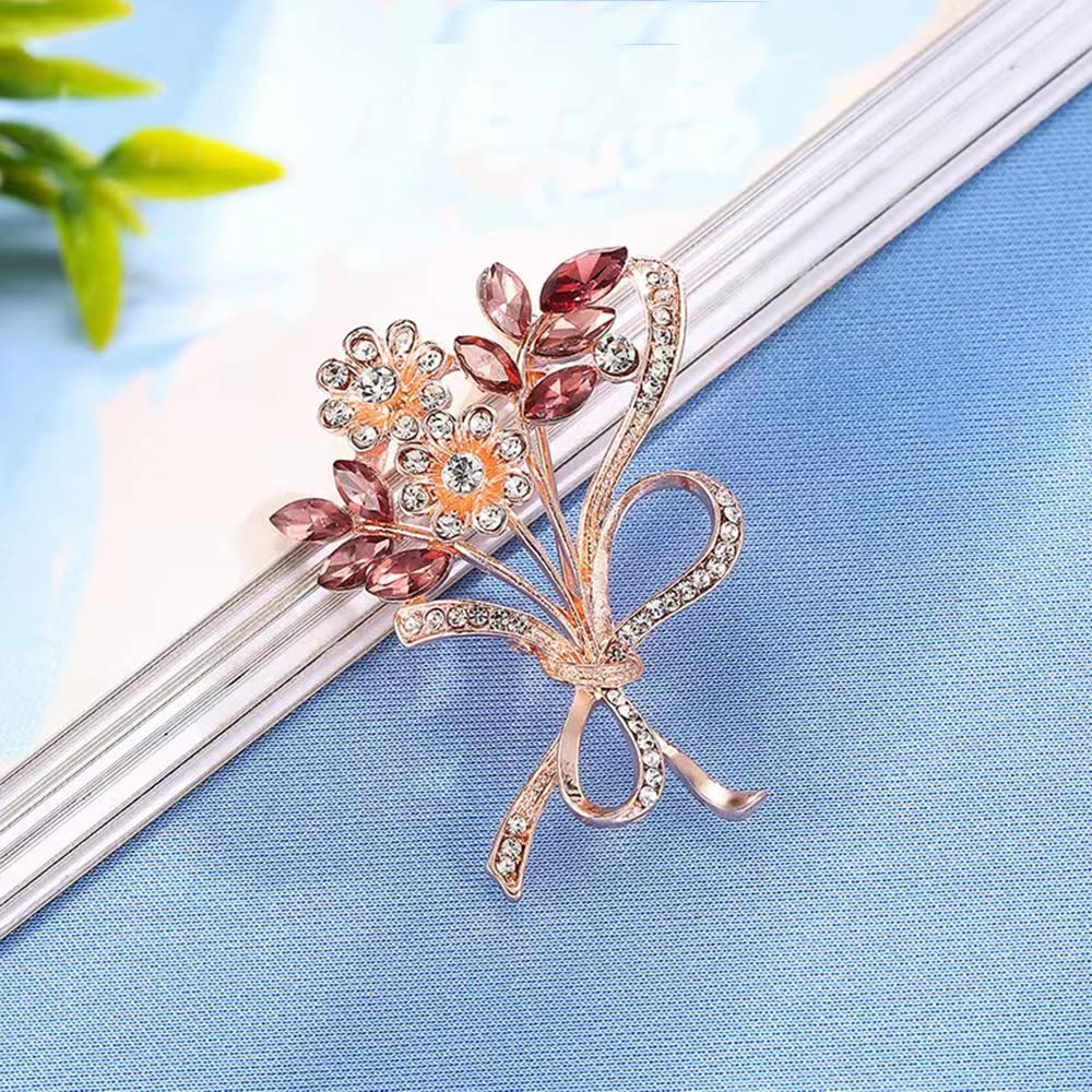 Elegant Floral Crystal Rhinestone Brooch Pin for Women - YEFUNLIY Wedding Bouquet Corsage, Fashion Accessory for Bridal, Prom, Party & Special Occasions