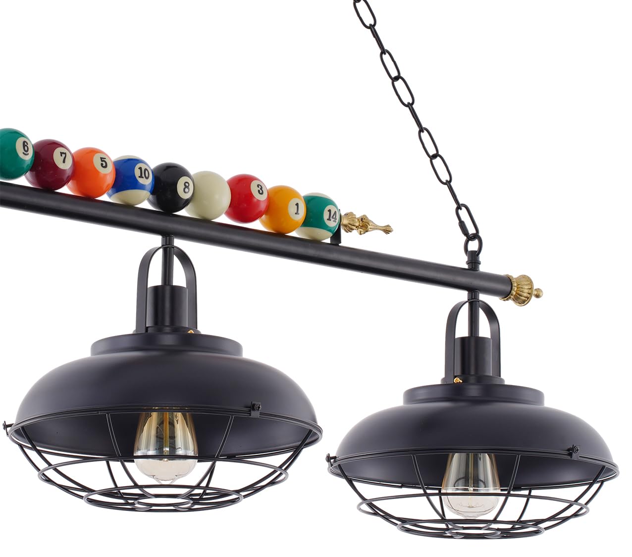 Billiard Ceiling Lamp with Real Billiard Ball Design - 3-Light Hanging Pool Table Lighting Fixture with Metal Shades for Game Room, Man Cave & Sports Bar Decor | Perfect for Pool Parties, Home Billiard Rooms & Entertainment Spaces