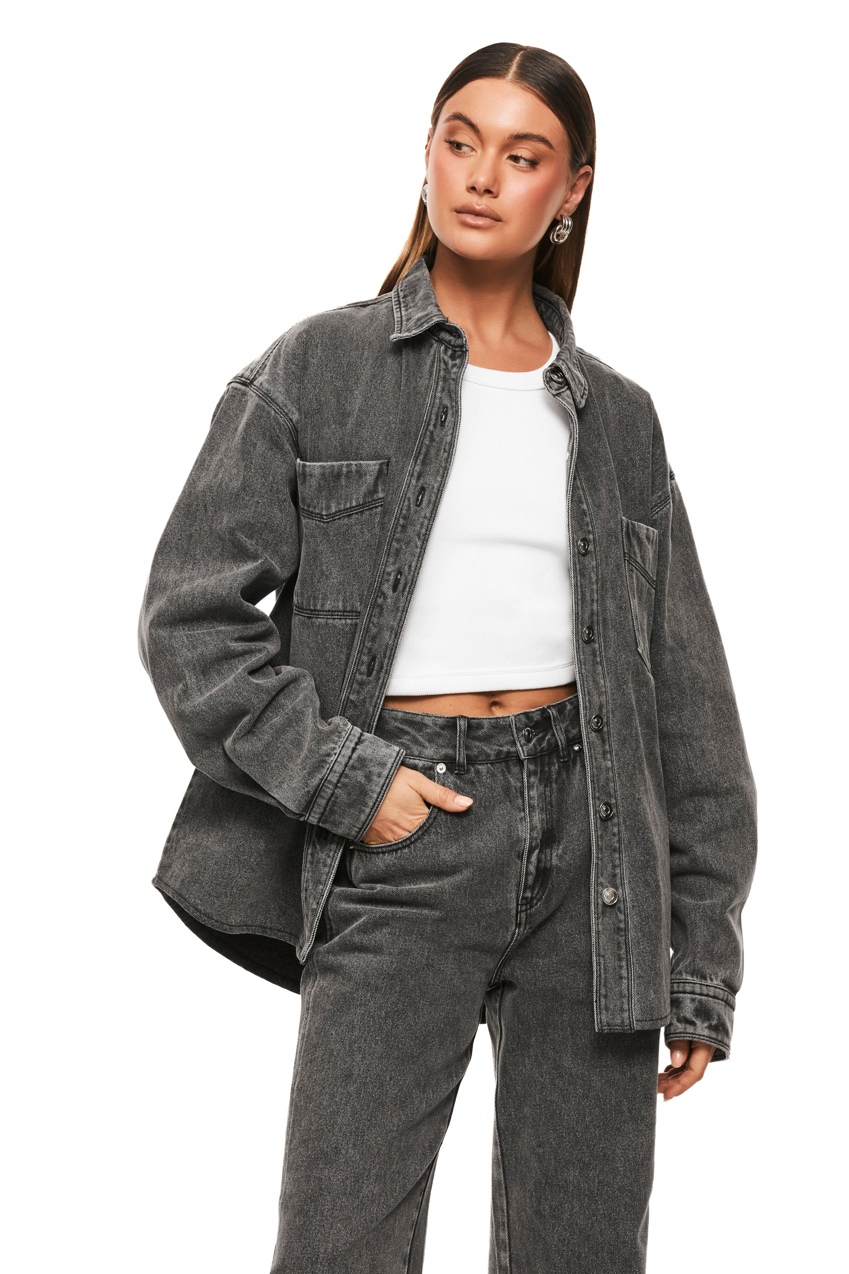 The Blake Grey Denim Shirt for Men - Classic Casual Button Down Shirt with Long Sleeves - Perfect for Everyday Wear, Office, and Outdoor Activities