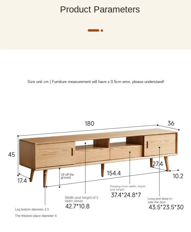 Modern Oak Solid Wood Sliding Door TV Stand Cabinet - Rustic Farmhouse Entertainment Center for Living Room, Bedroom & Home Theater