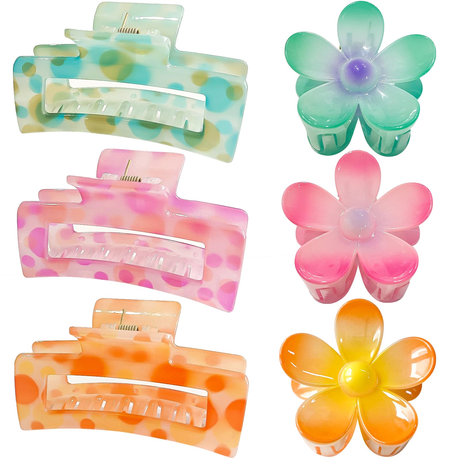 Non-Slip Big Cute Hair Claws & Medium Flower Hair Clips Gift Set for Women - Hair Styling Accessories for Thick/Thin Hair - Perfect for Daily Wear, Parties, Weddings and Special Occasions