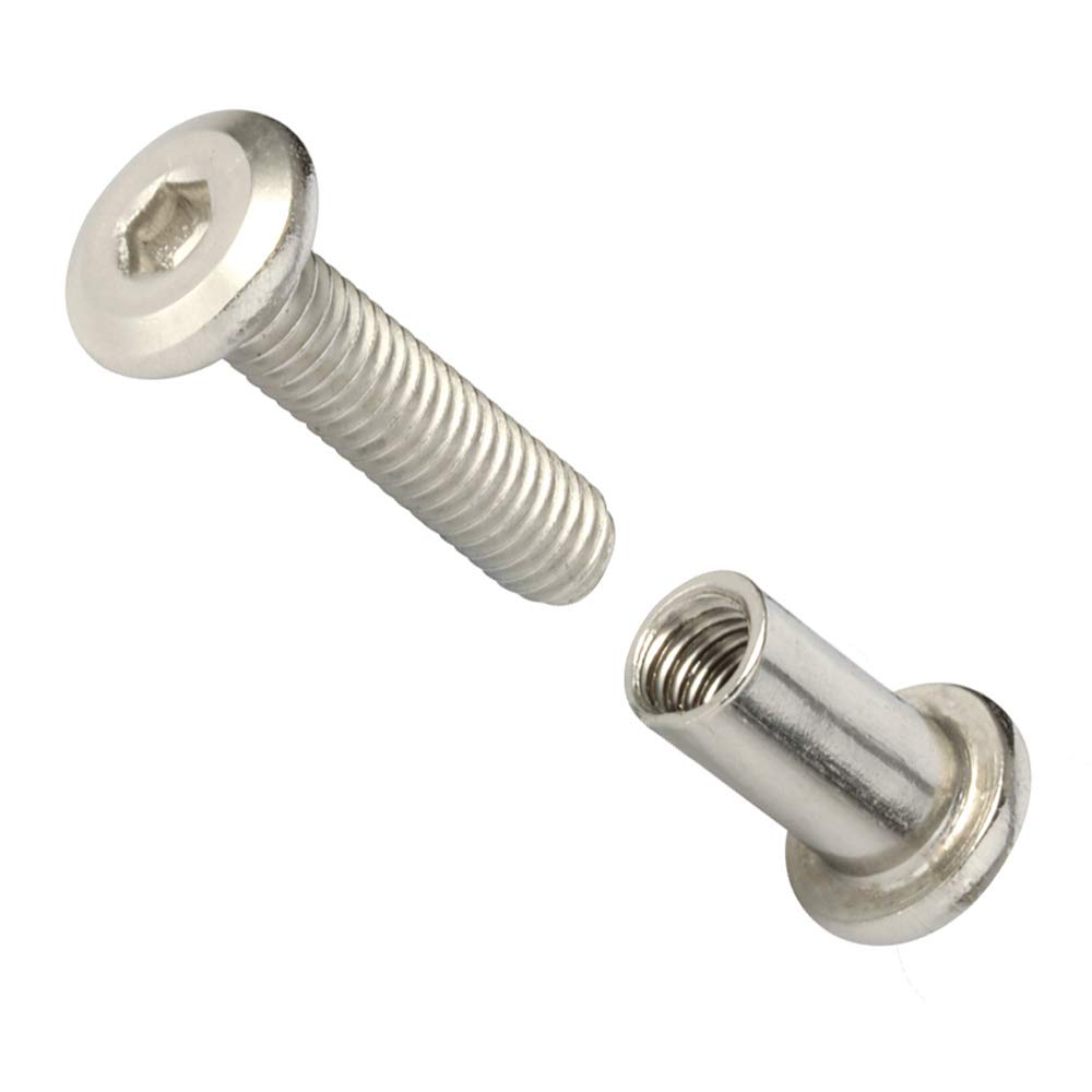 Stainless Steel M6 x 25mm Furniture Bolts with Nuts - for Beds, Chairs & Cribs