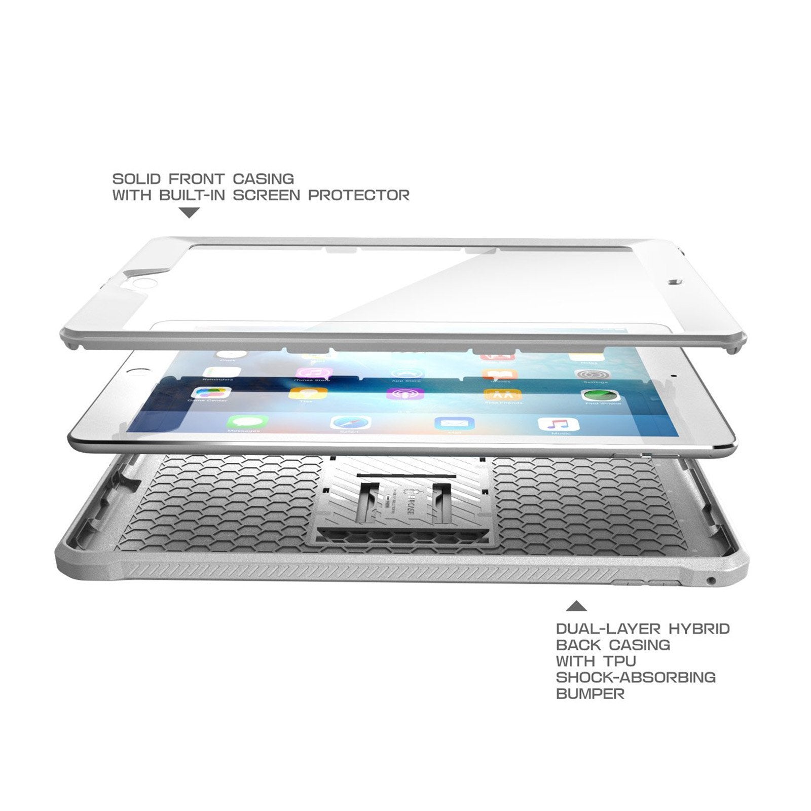 iPad 9.7 Inch Unicorn Beetle Pro Full Body Protective Case - Shockproof, Drop Protection, Scratch Resistant Cover for iPad 6th/5th Generation (White) - Perfect for School, Work & Outdoor Activities