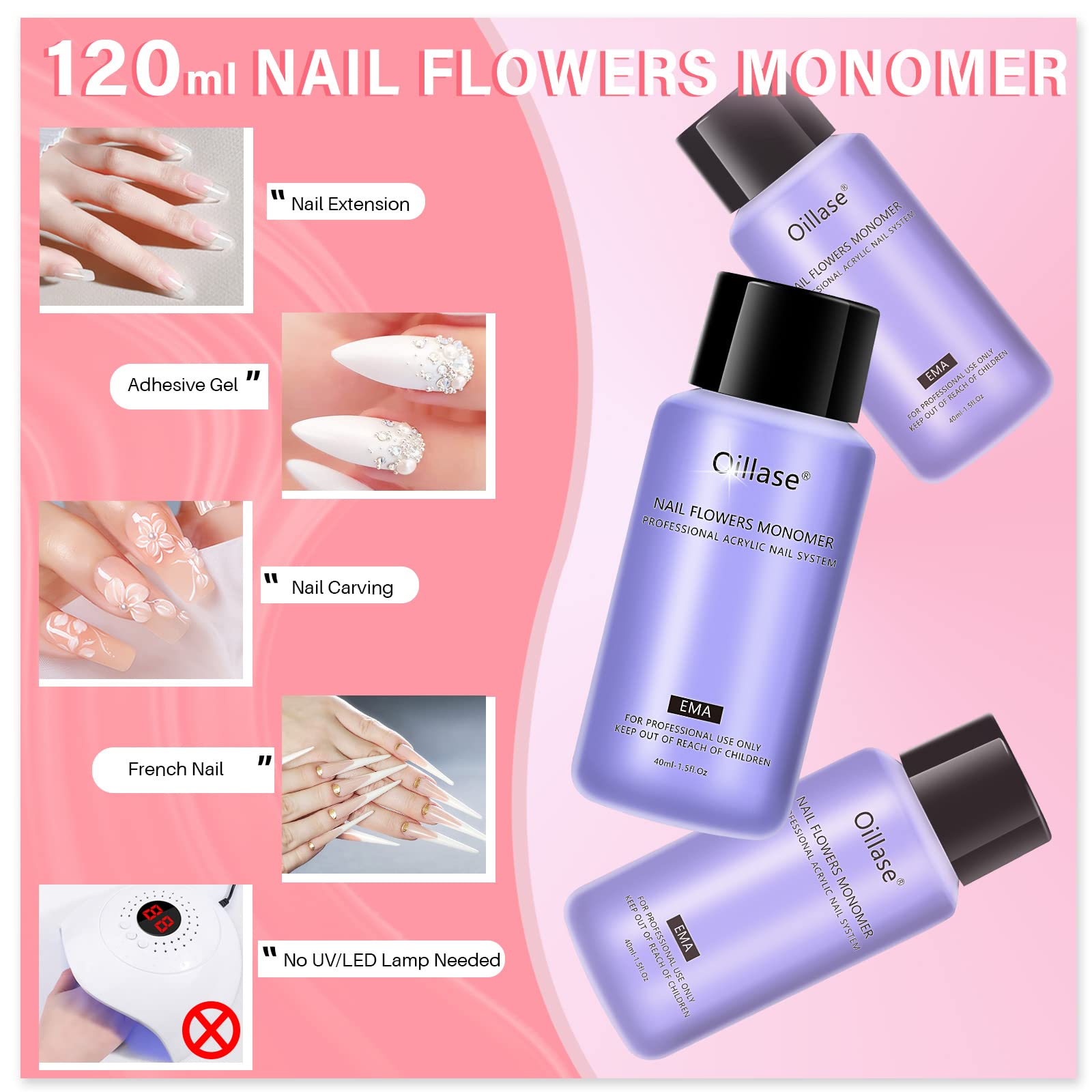 Professional Acrylic Nail Kit for Beginners - 10 Color Powder Set with Brushes | Nail Extension & Manicure Supplies for Salon & Home Use