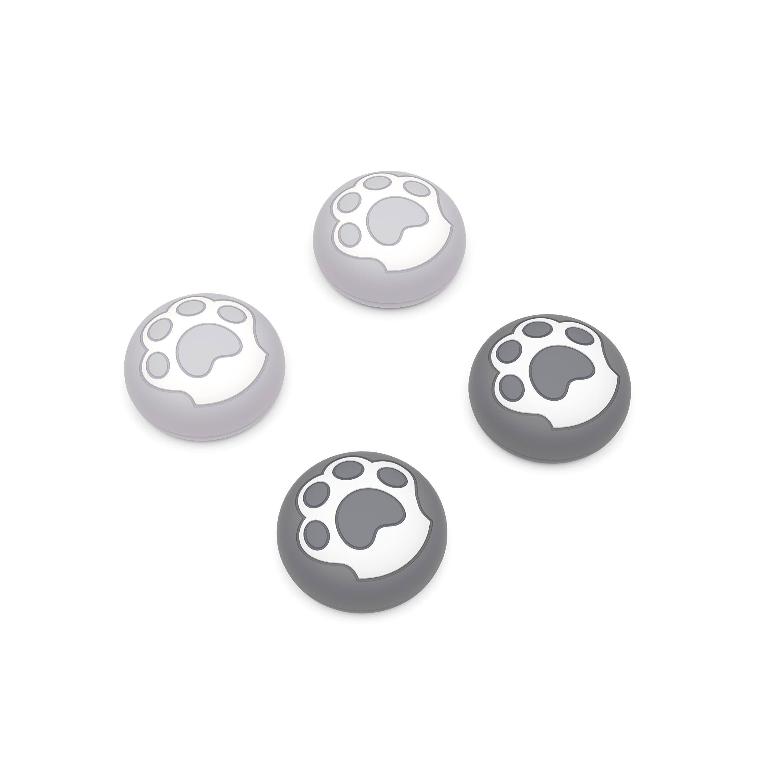 PlayVital Cat Paw Joystick Caps for PS5, PS4, Xbox Series X/S, Xbox One & Switch Pro Controller - Soft Grip Analog Stick Thumb Covers (Gray & Light Gray) - Perfect for Gaming, Streaming & Long Play Sessions