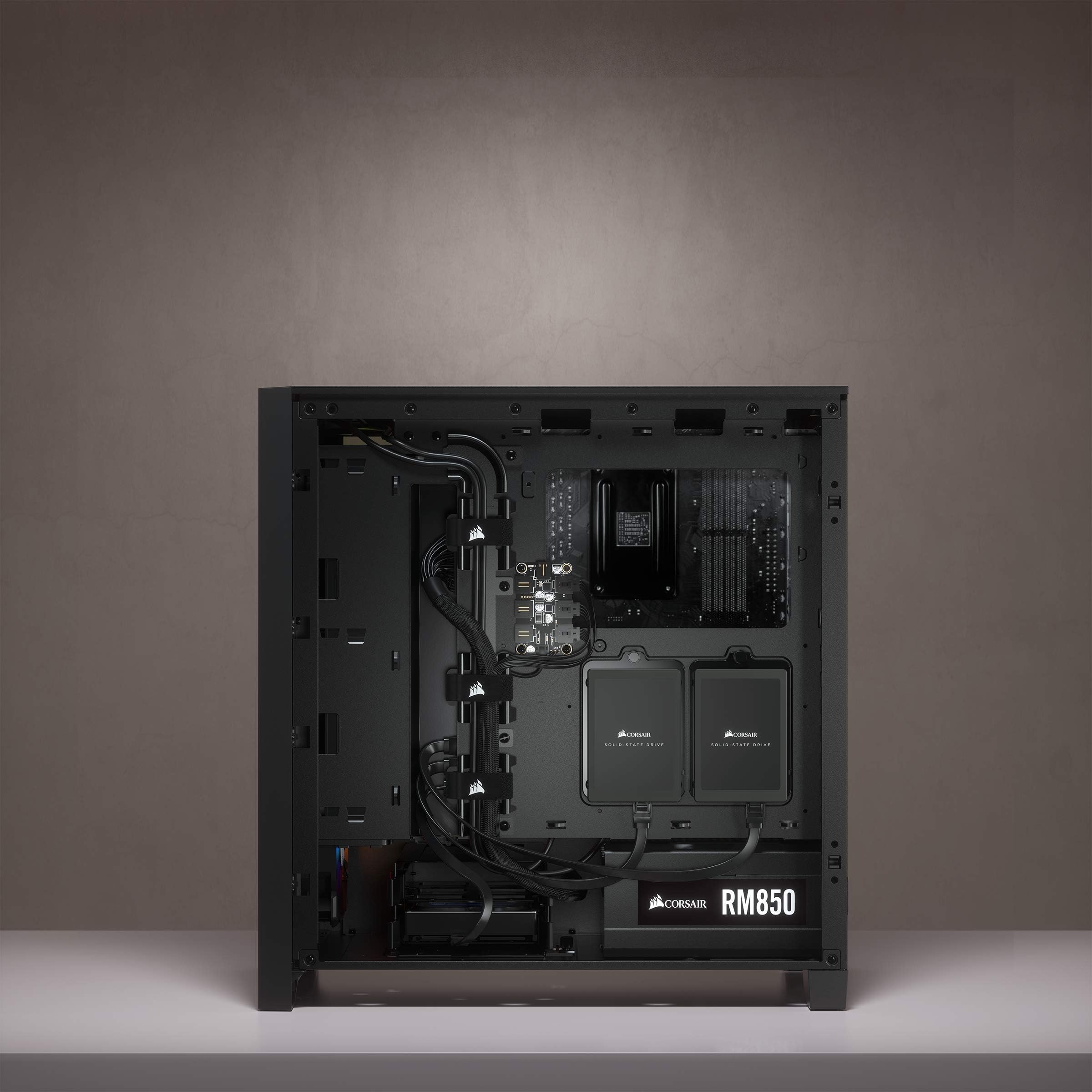 CORSAIR iCUE 4000X RGB Tempered Glass Mid-Tower ATX PC Case with 3 SP120 RGB Elite Fans & Lighting Node CORE - High Airflow Black Gaming Computer Case for PC Builders & Enthusiasts - Perfect for Gaming Setups & Streaming Rigs