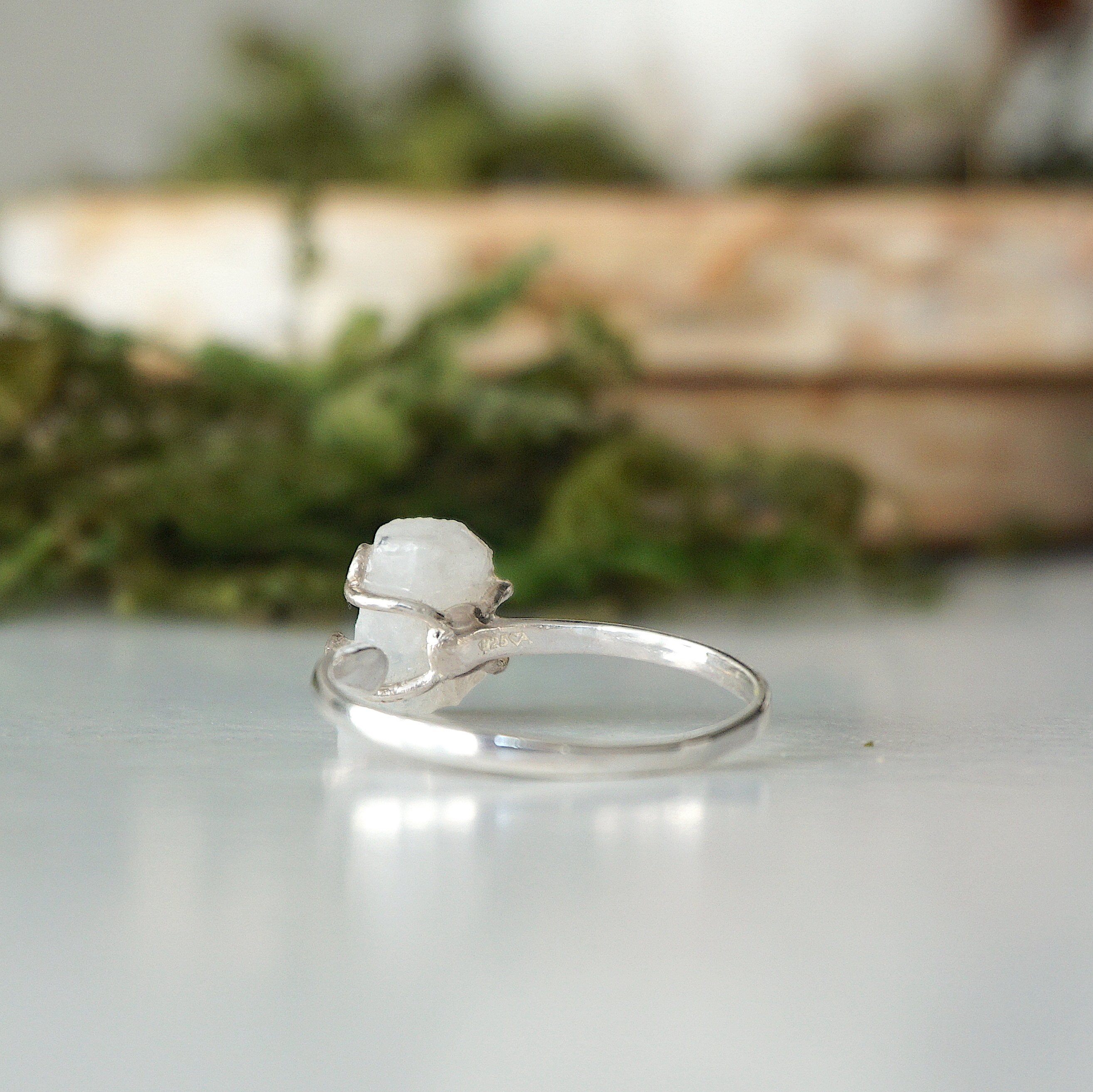 Rainbow Moonstone Sterling Silver Adjustable Ring for Women – Elegant Boho Jewelry for Everyday Wear & Special Occasions