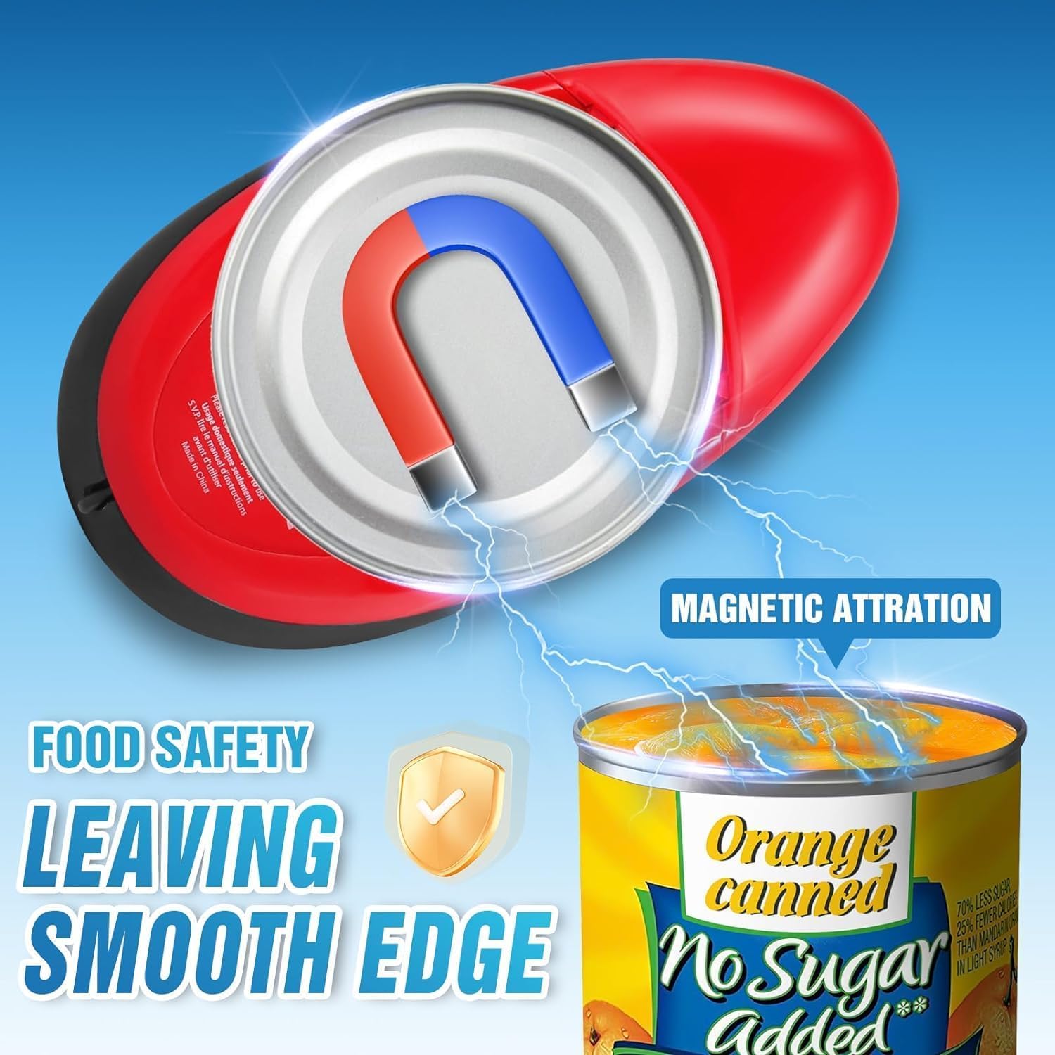 One-Touch Electric Can Opener - Handheld Automatic Can Opener with Smooth Edge, No Sharp Metal, Portable & Easy to Use - Perfect for Camping, Kitchen, and Arthritis Patients (Ideal for Seniors & Outdoor Cooking)
