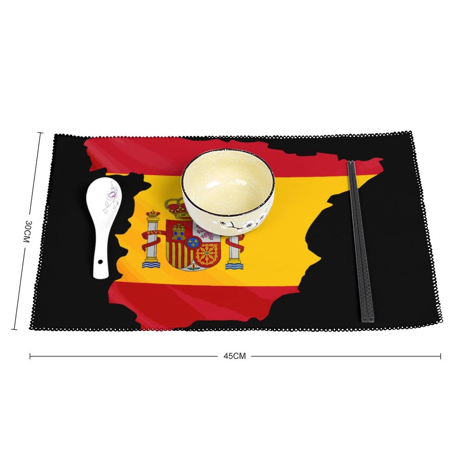 Spain Flag Map Placemats Set of 4 - Washable, Non-Slip & Heat-Resistant Cloth Table Mats for Dining - Perfect for Spanish Themed Parties, Restaurants & Home Decor