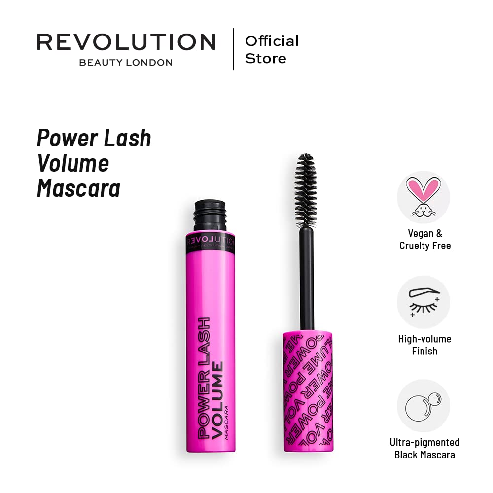 Makeup Revolution Power Lash Volume Mascara - Lengthening & Volumizing Mascara for Dramatic Lashes | Cruelty-Free & Vegan | Perfect for Night Out, Date Night, or Special Occasions
