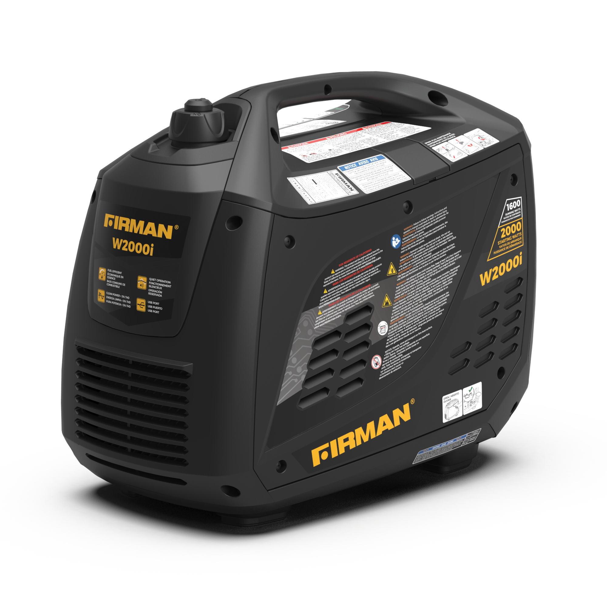 2000W/1600W Portable Inverter Generator with Recoil Start - Perfect for Camping, RV Trips & Emergency Power Backup