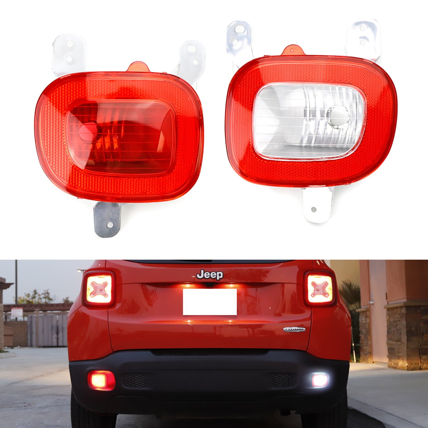 Euro/JDM LED Rear Fog & Backup Light Kit with Wiring Harness for 2015-2019 Jeep Renegade - Enhanced Visibility & Safety for Night Driving & Off-Road Adventures