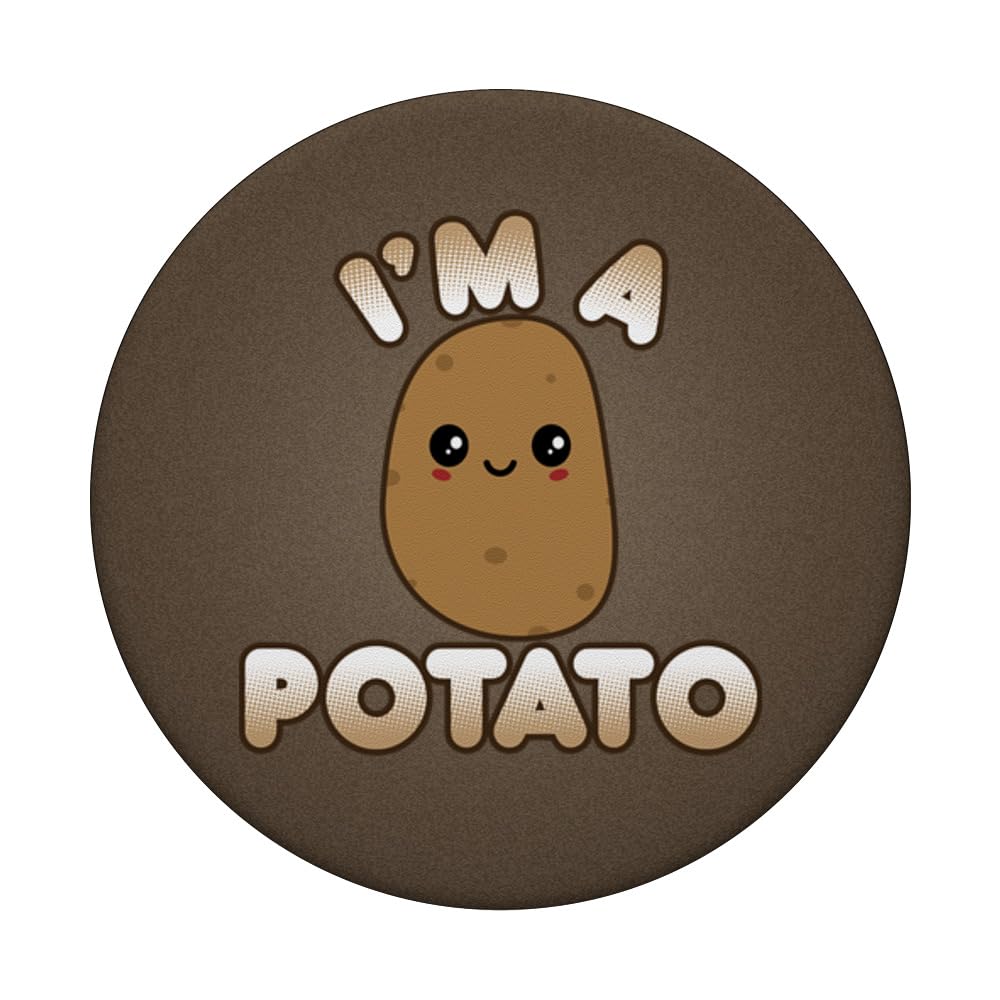 Funny Potato Costume - Cute Kawaii Style Smiling 'I'm A Potato' PopSockets Adhesive PopGrip for Phone | Perfect for Halloween, Cosplay & Funny Gifts