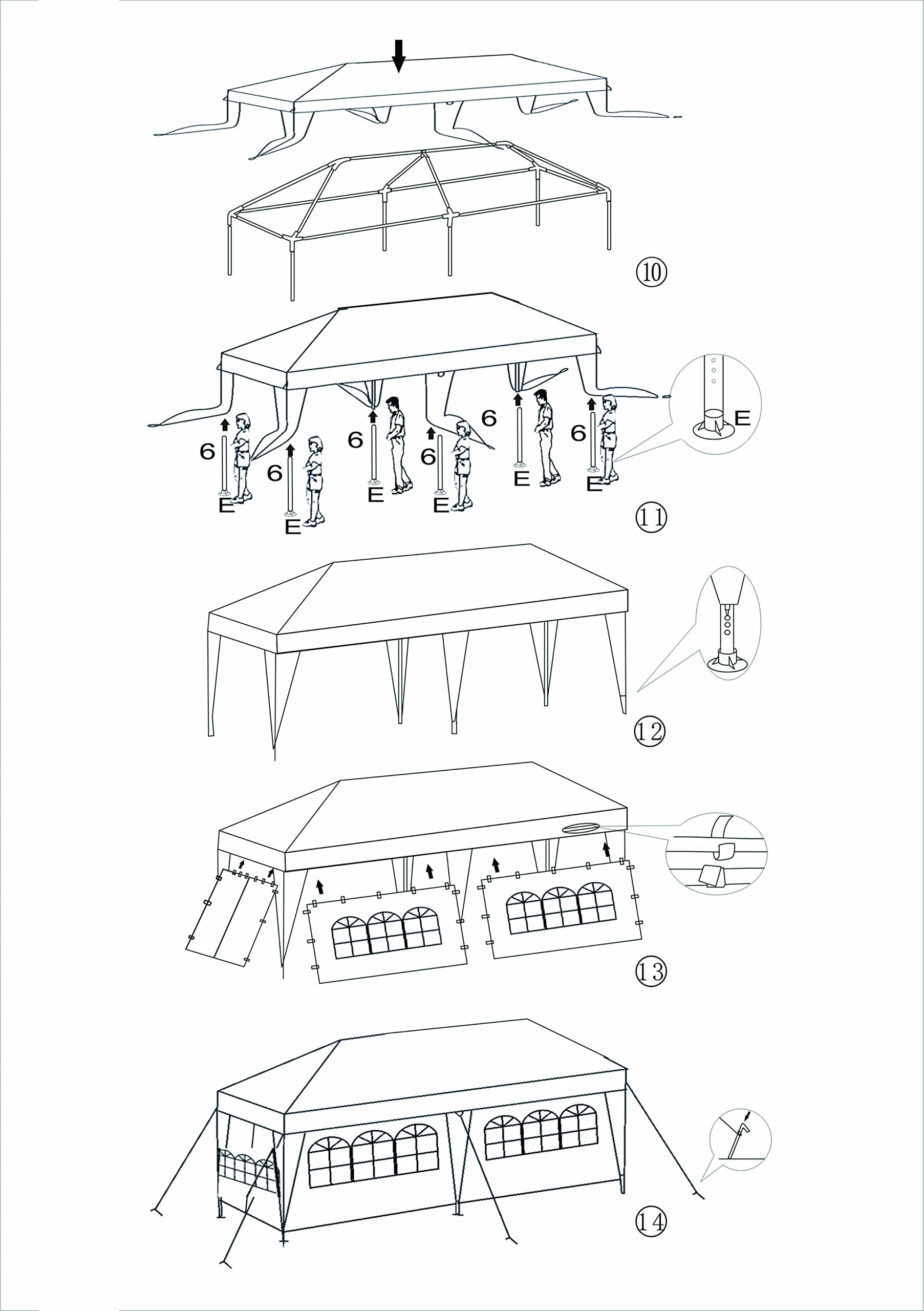 10'x20' Waterproof Outdoor Gazebo Canopy Tent with Removable Side Walls & Spiral Tubes - Perfect for Weddings, Parties, Camping, Market Stalls & Commercial Events
