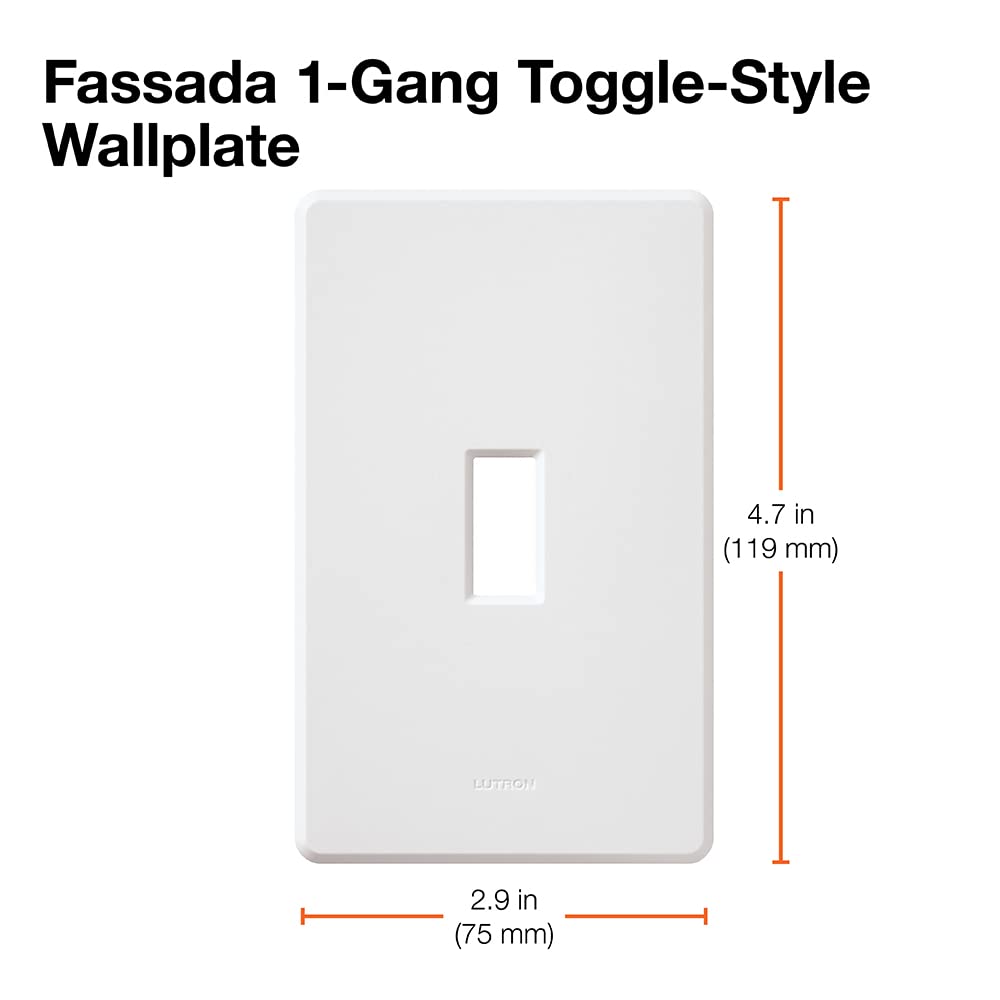 Lutron Fassada 1 Gang Toggle-Style Dimmer Wall Plate - White (1-Pack) FW-1-WH | Perfect for Home & Office Light Switch Replacement & Electrical Upgrades