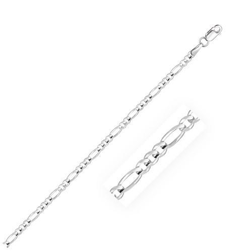 2.6mm 14K White Gold Figaro Chain Anklet - 10 Inch Adjustable Ankle Bracelet for Women, Perfect for Beach, Wedding & Everyday Wear