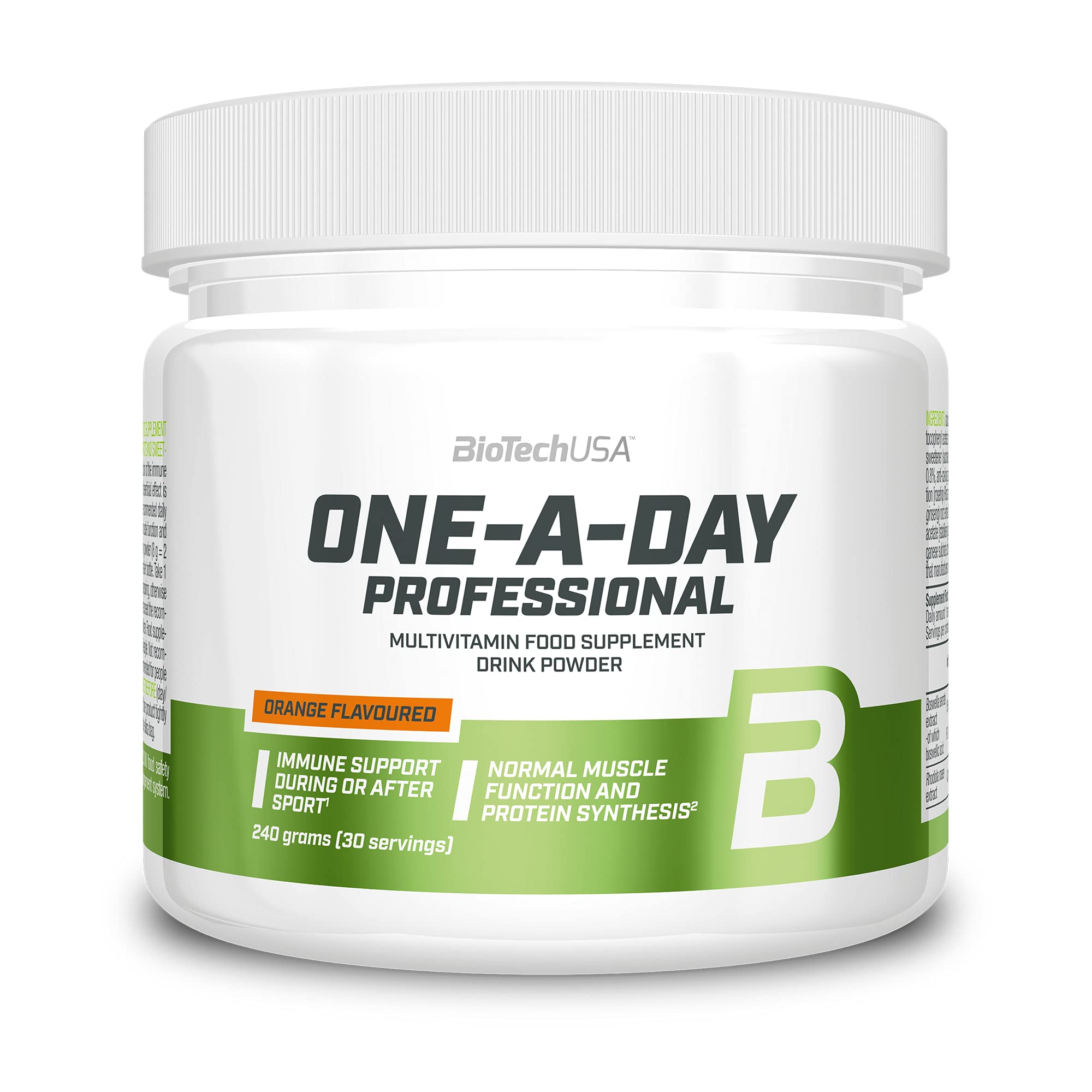 BioTechUSA One A Day Professional Multivitamin Supplement - 240g Orange Flavor for Daily Energy & Immune Support | Perfect for Active Lifestyles, Gym & Workout Recovery