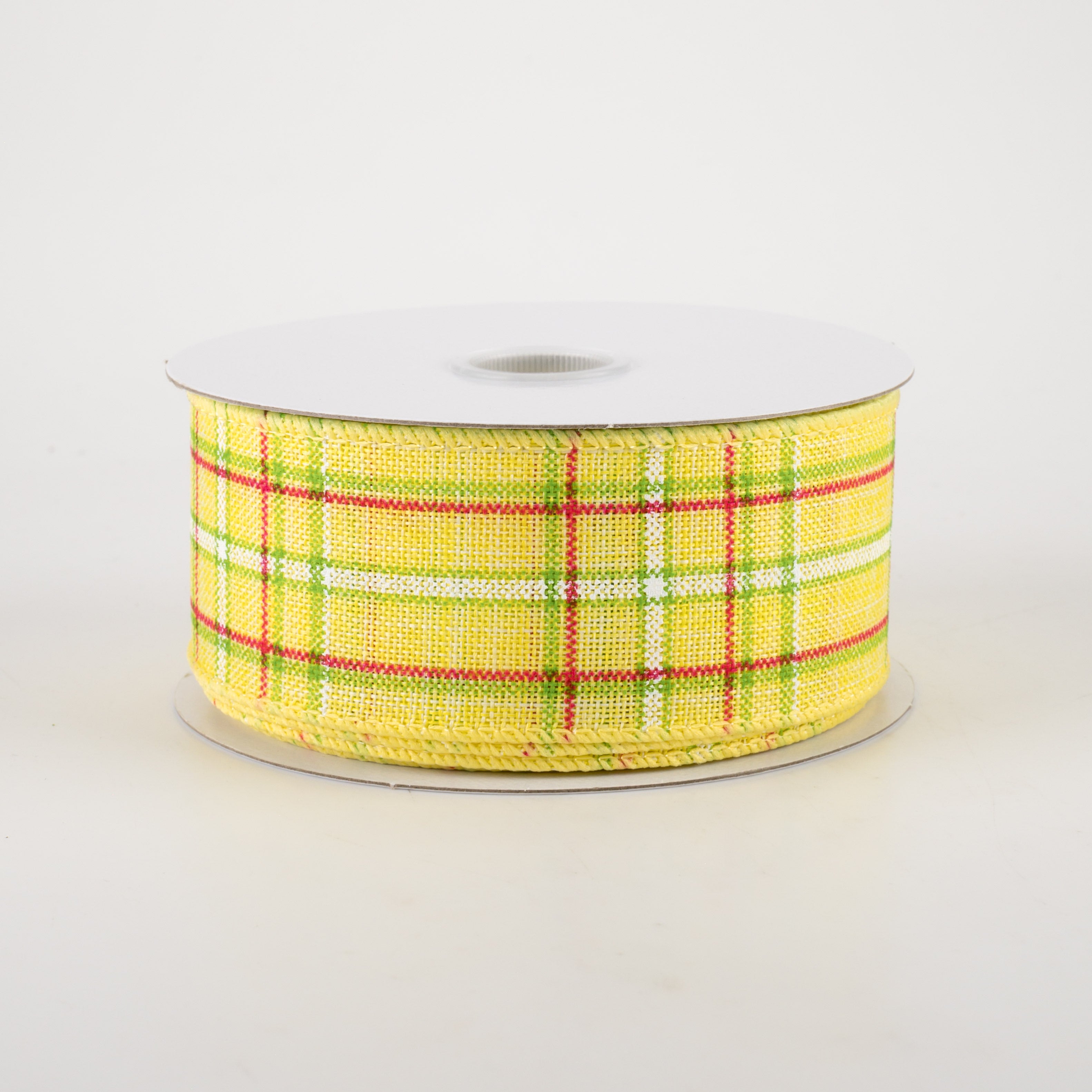 1.5 Inch Cornelia Plaid Ribbon - Yellow, Lime, Fuchsia & White (10 Yards) - Perfect for Gift Wrapping, Scrapbooking, Hair Bows & DIY Crafts