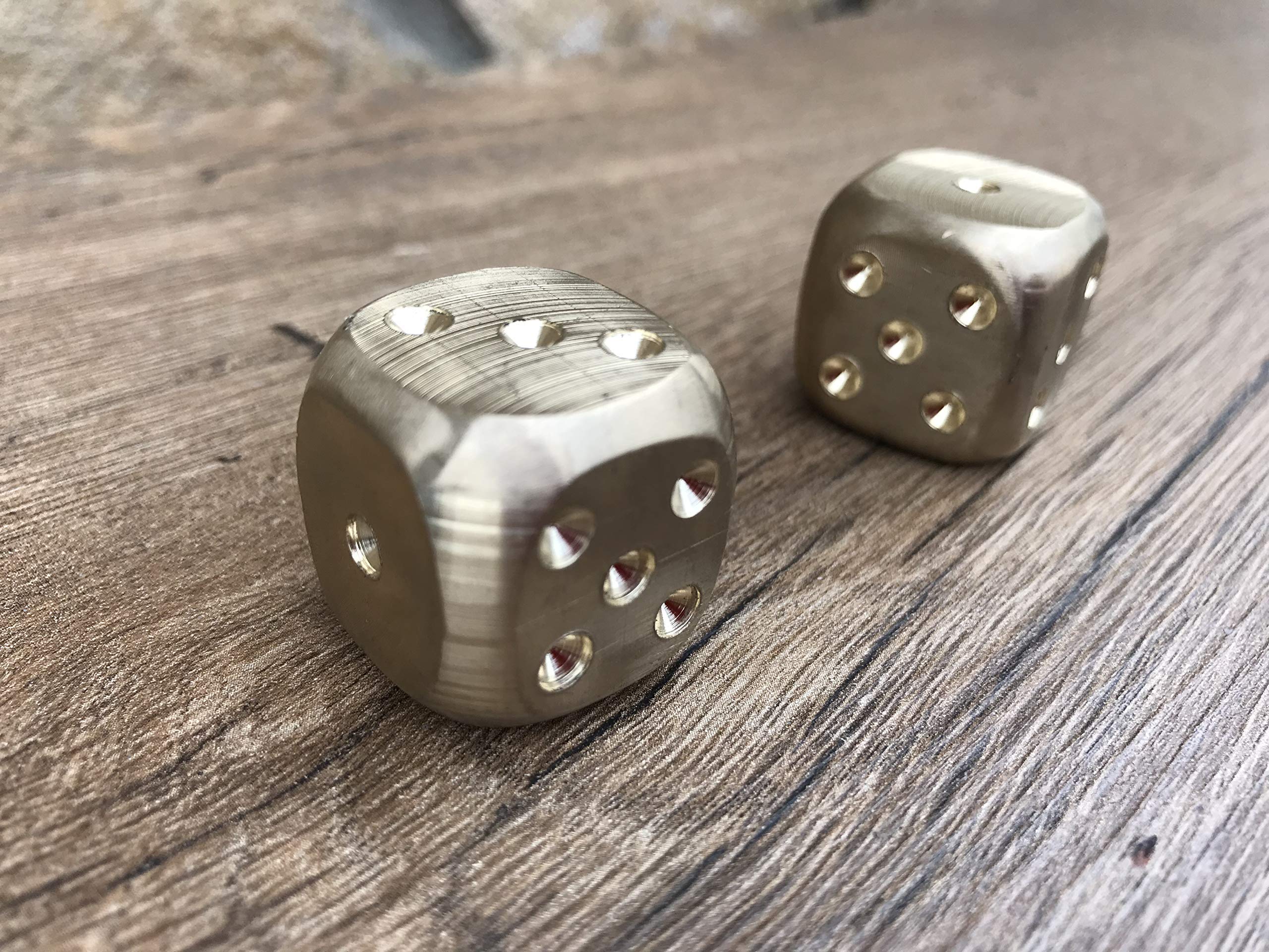 Handcrafted Bronze Dice Set in Premium Leather Bag - Personalized Engraved 8th & 19th Anniversary Gift for Him/Her - Perfect for Tabletop RPG Games, Casino Nights & Special Occasions