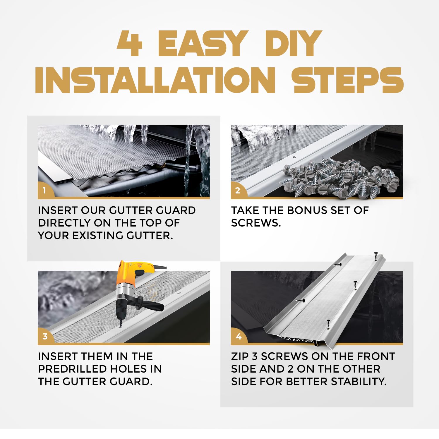 5 Inch Micromesh Gutter Guards - 50ft Stainless Steel Leaf Protection for Gutters | Heavy Duty Aluminum Gutter Covers | Contractor Grade Gutter Guard System | Perfect for Home Roof Protection & Rainwater Drainage