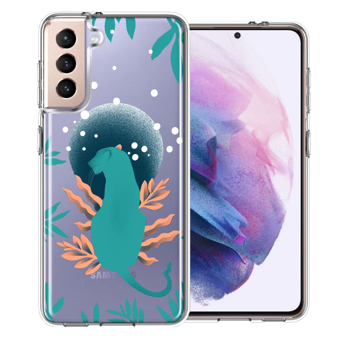 Samsung Galaxy S21 Case - Moon Green Jaguar Design for Protection & Style