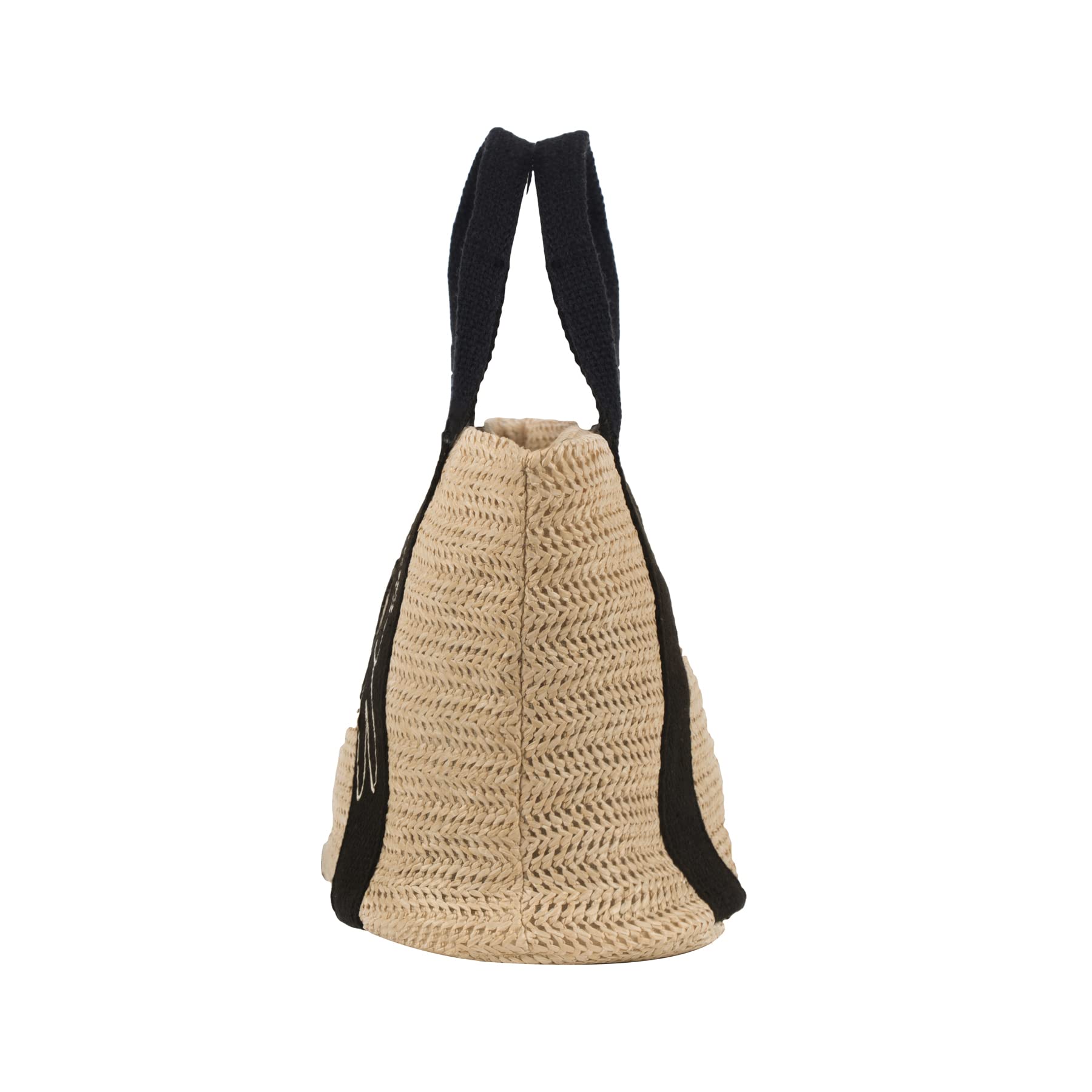 Women's Summer Straw Beach Tote Bag - Lightweight & Spacious for Vacation, Travel, Shopping | Perfect for Beach Outings, Picnics & Casual Day Trips (Khaki, Black)