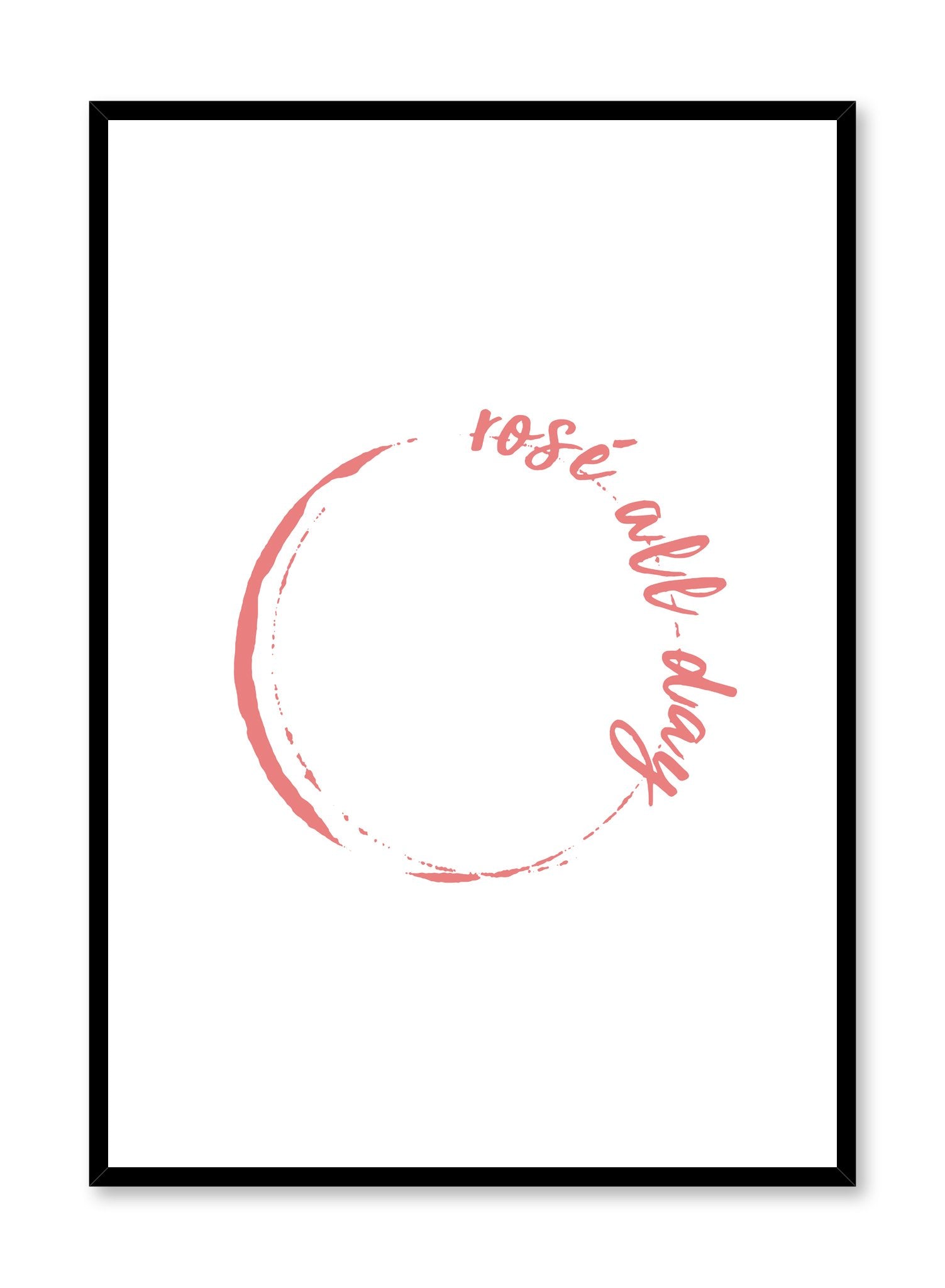 Rosé All Day Poster - Trendy Wine Lover Wall Art for Home Bar Decor & Party Room Aesthetic