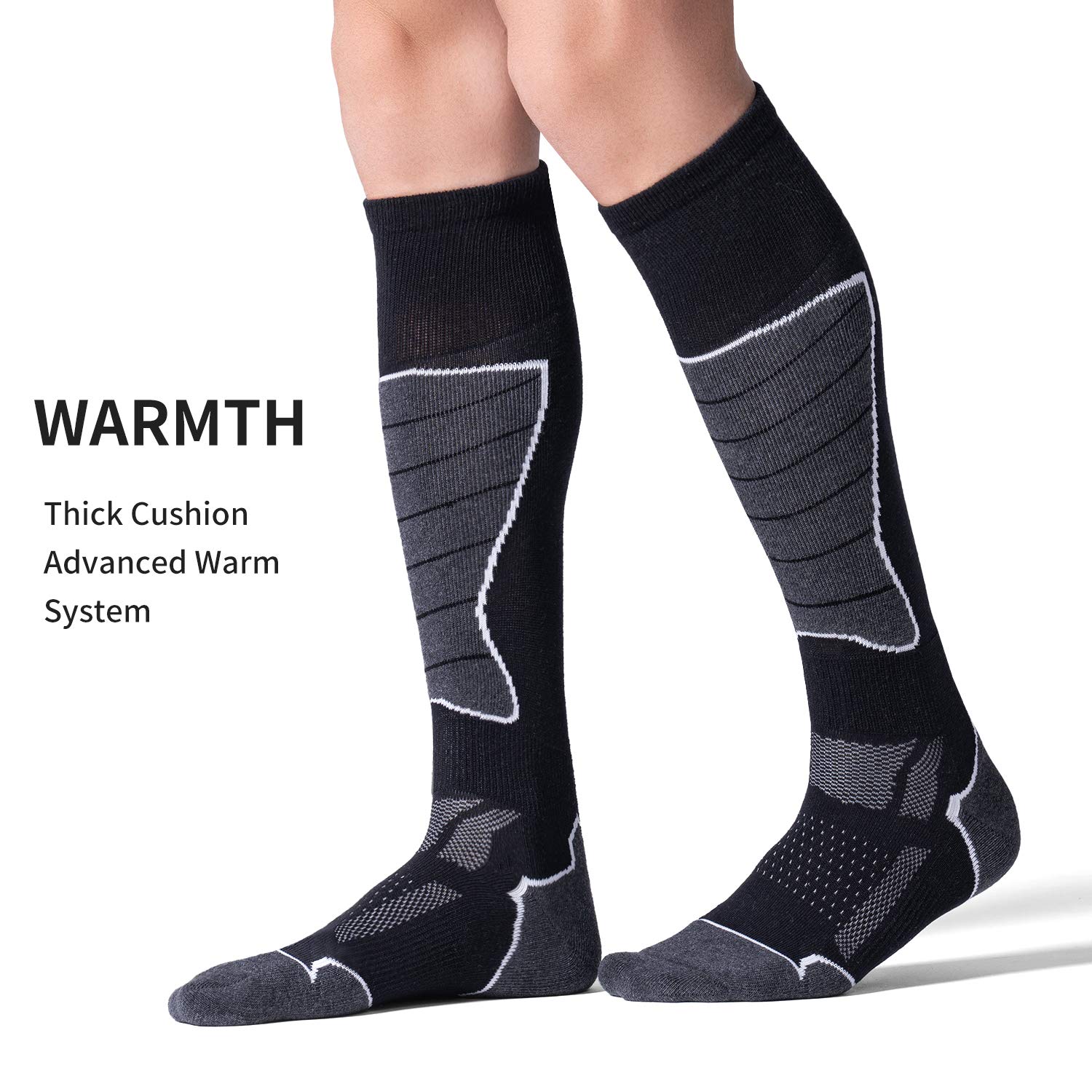 2/3 Pack Women's Thermal Ski Socks - Warm Winter Snowboarding & Skiing Socks for Cold Weather - Perfect for Ski Resorts, Winter Sports & Outdoor Adventures