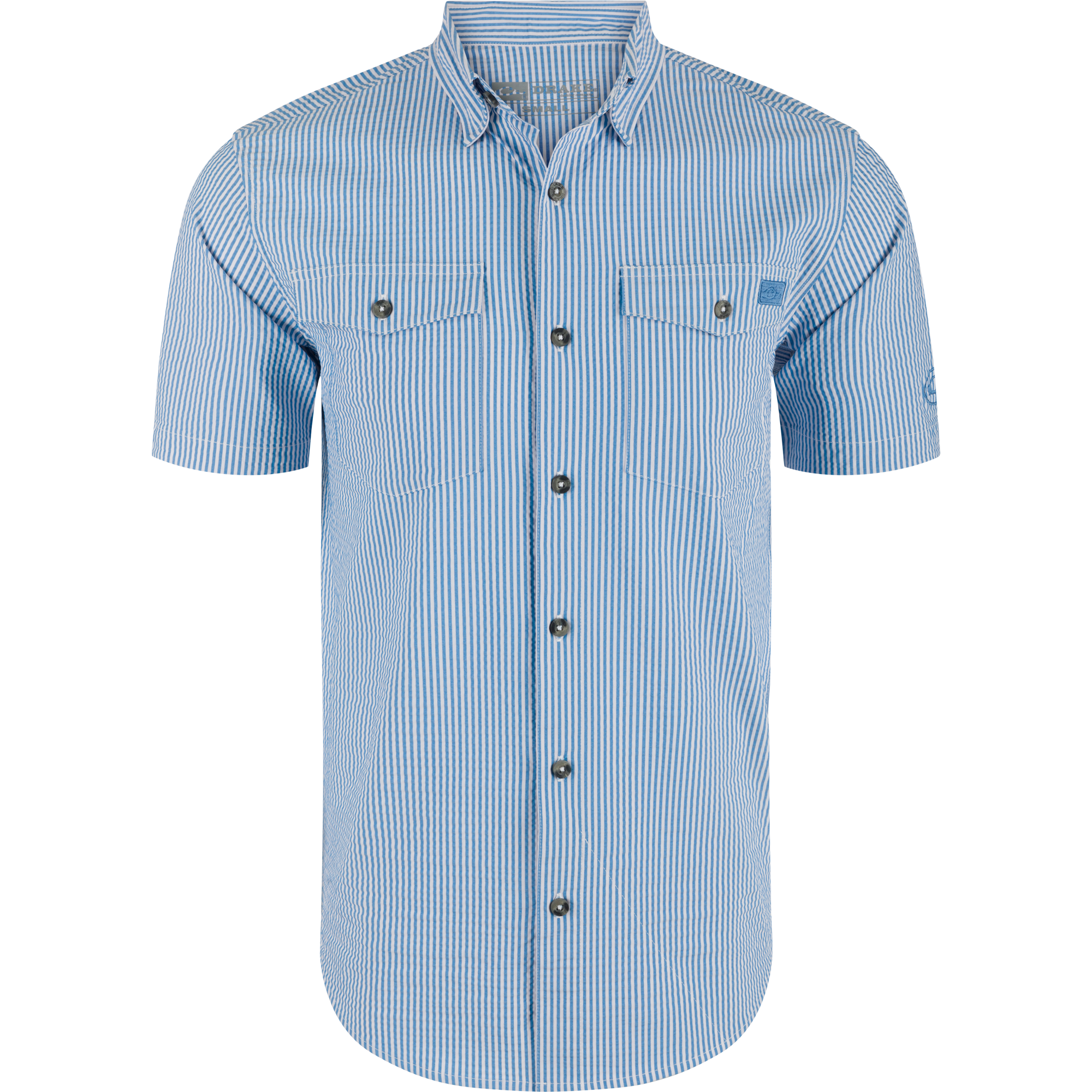 Frat Seersucker Striped Short Sleeve Button Down Shirt for Men - Casual Summer Office & Beach Wear