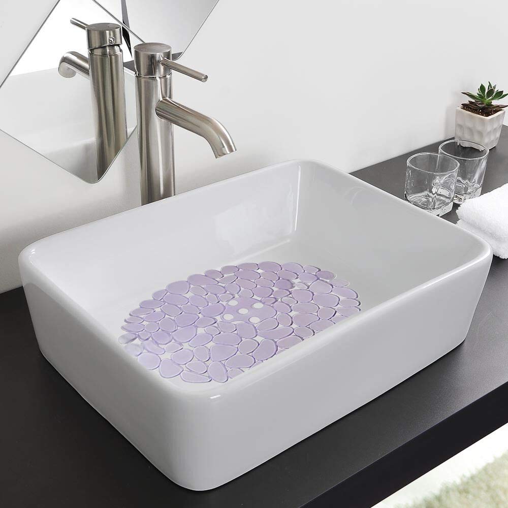 Eco-Friendly Adjustable Pebble Sink Mat - 2 Pack Lilac Purple Sink Protector Pad & Liner for Kitchen Sink | Non-Slip, Durable, Easy to Clean | Perfect for Dishwashing, Food Prep & Protecting Countertops