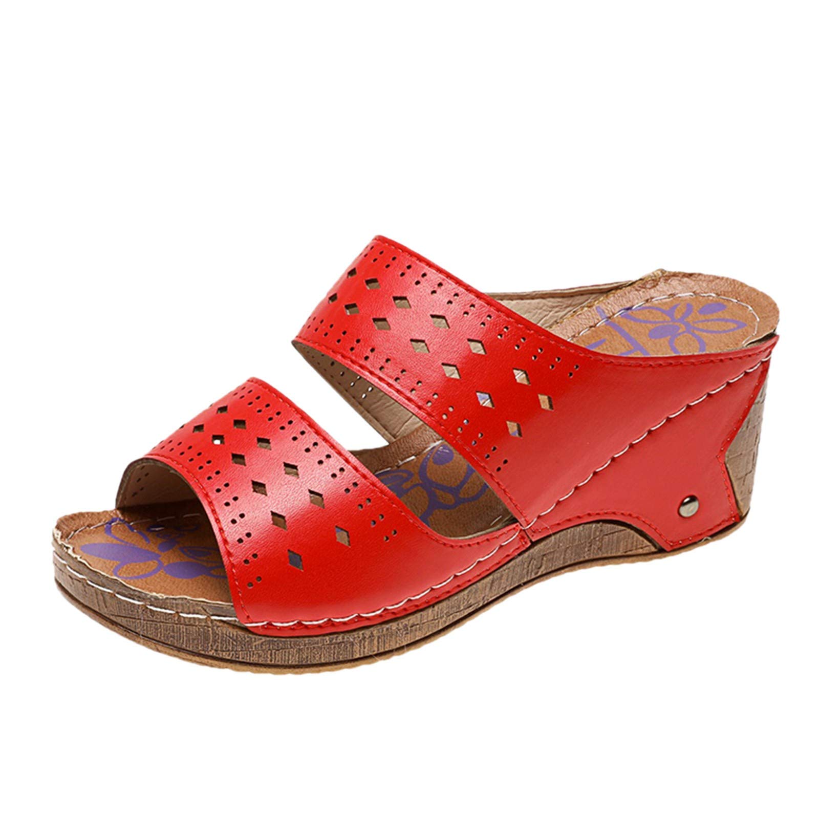 **Plus Size Women's Roman Wedge Sandals - Open Toe Hollow-Out Summer Wedges for Casual & Dressy Outfits | Perfect for Beach, Vacation & Outdoor Events**