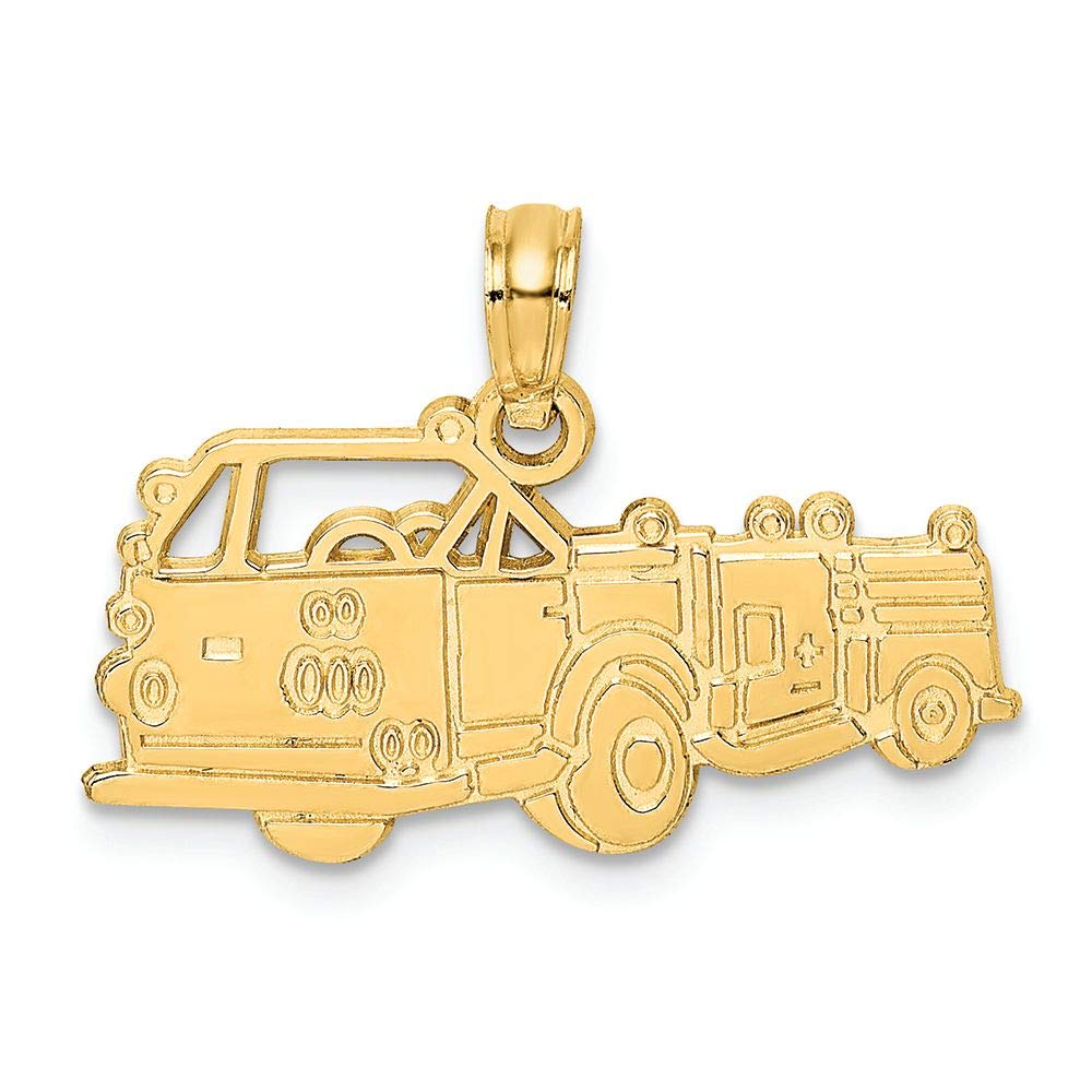 FJC Finejewelers 14k Yellow Gold Fire Truck Charm Pendant - Dainty Firefighter Jewelry Gift for Women & Men - Perfect for First Responders, Firefighter Appreciation, Birthday & Anniversary Gifts