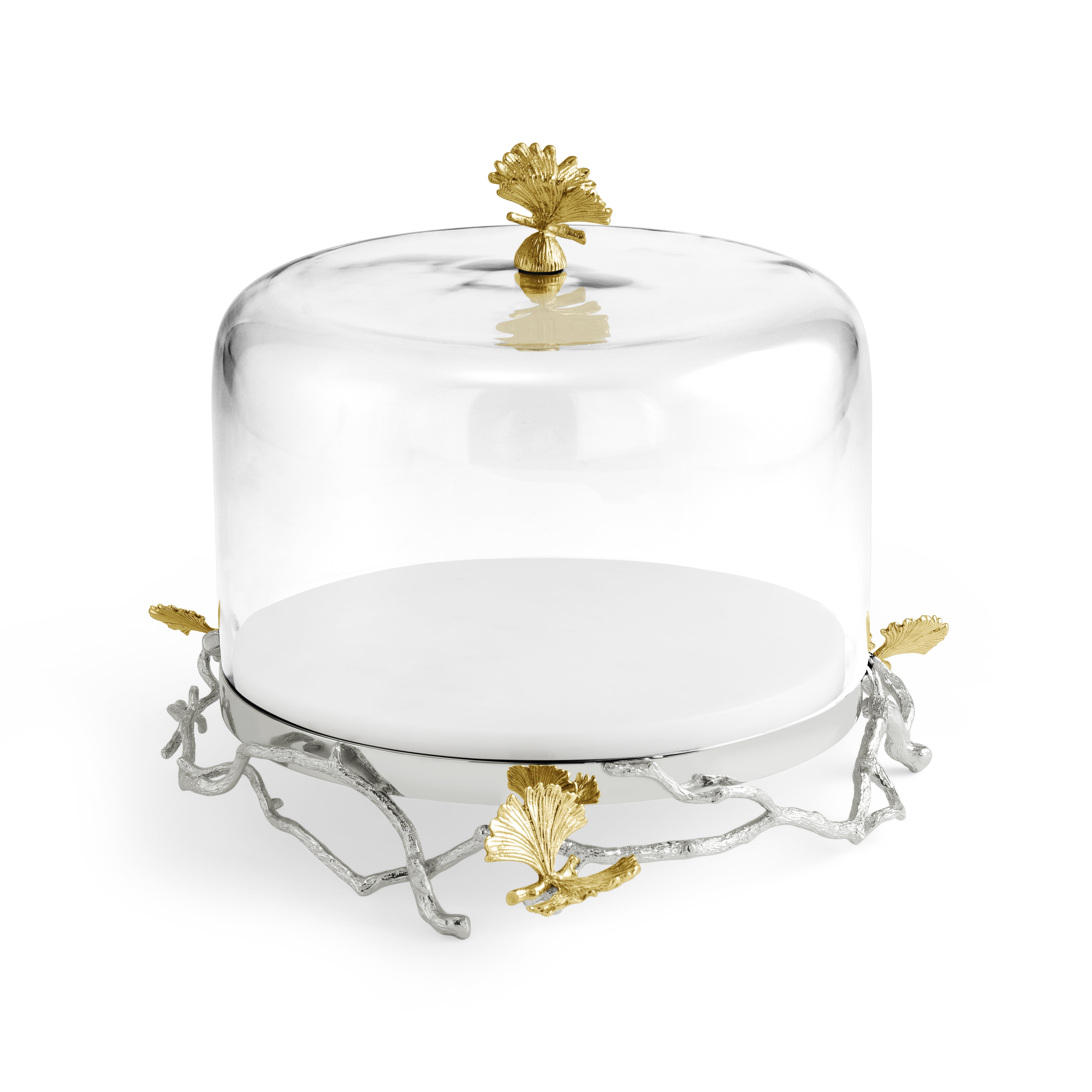 Elegant Butterfly Ginkgo Cake Stand with Glass Dome - Perfect for Wedding, Birthday, and Dessert Display