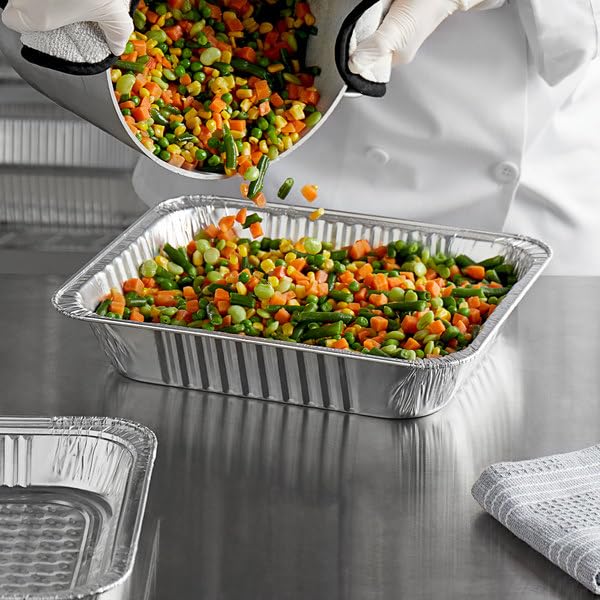9 x 13 Inch Deep Half Size Disposable Aluminum Pans with Lids - Heavy Duty Baking Pans for Thanksgiving, Christmas & Holiday Cooking - 100 Pack for Roasting, Baking & Meal Prep