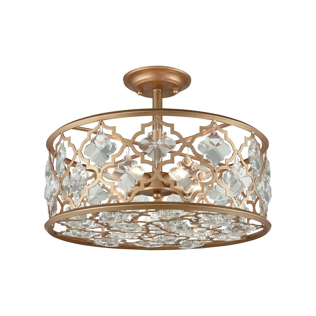 Armand 4-Light Matte Gold Semi Flush Mount with Crystals for Dining Room