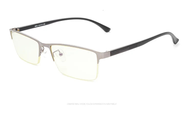 Brightzone Unisex Semi-Rim Square Alloy Eyeglasses Frame 48803 - Lightweight & Durable for Work, Reading & Fashion