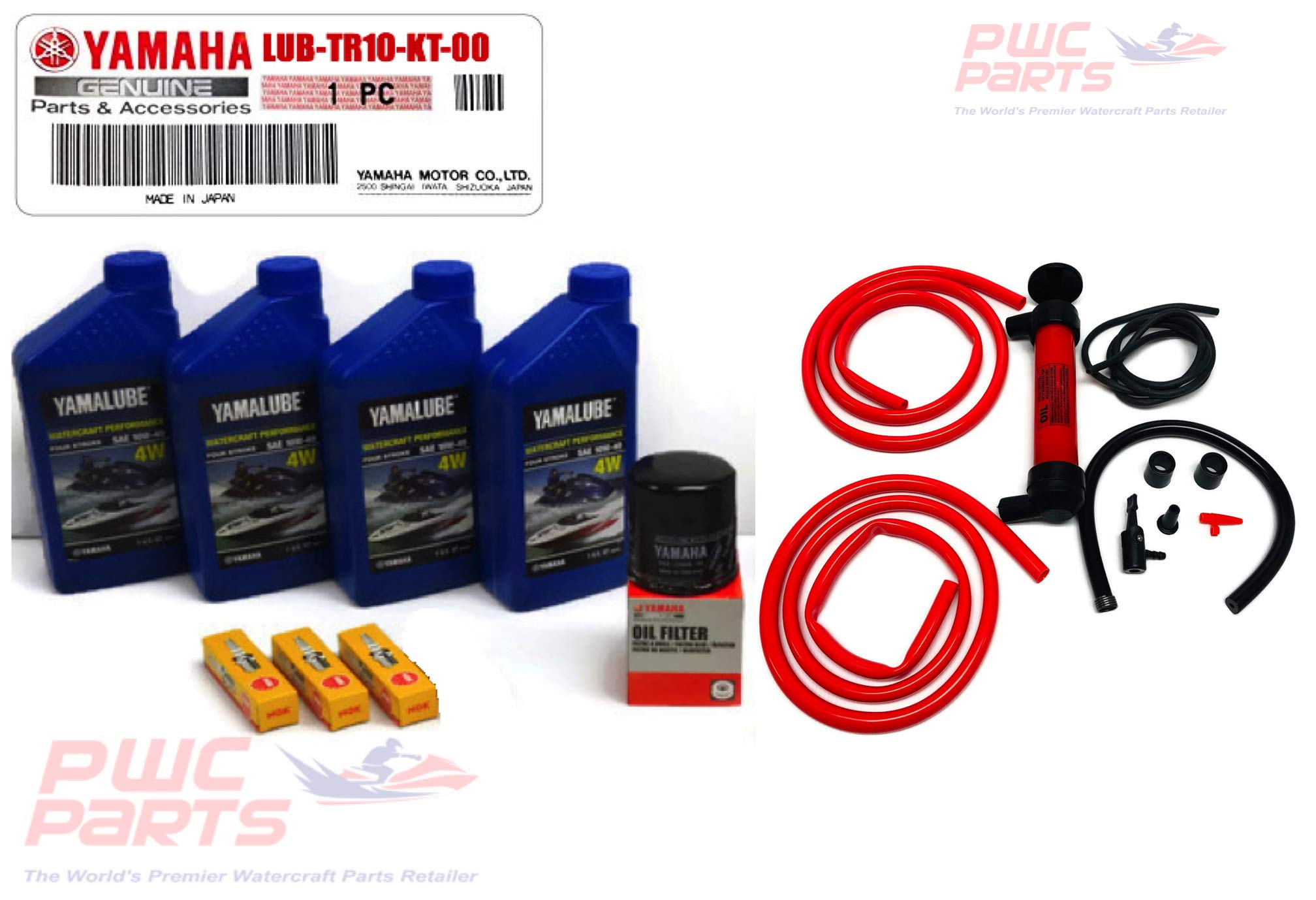 YAMAHA VX/Deluxe/Cruiser/Sport TR-1 Engine Oil Change Kit with NGK Spark Plugs & Premium Oil Extractor Pump - Compatible with 2016+ Models - Perfect for Marine Maintenance & Watercraft Engine Care