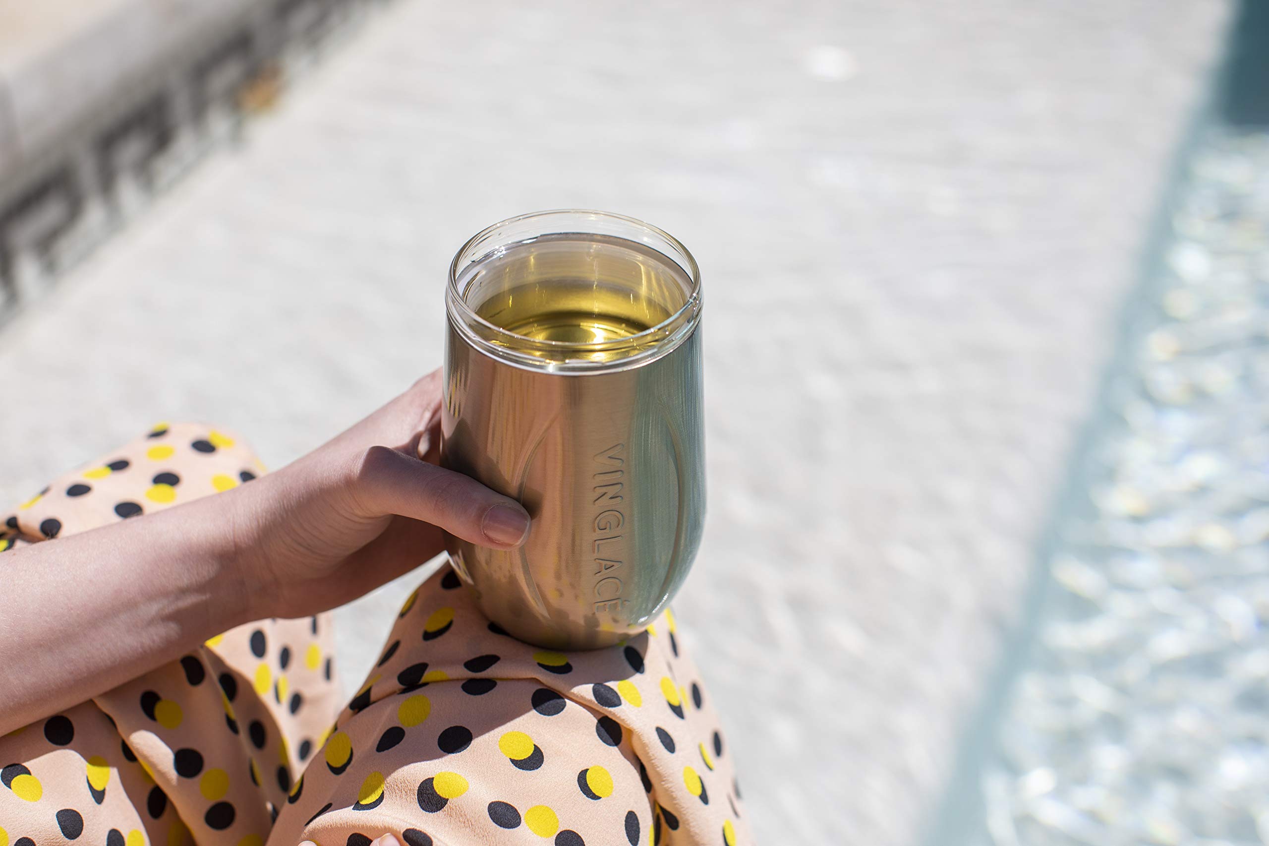 Vinglacé 10 oz Stainless Steel Stemless Wine Glass - Insulated Copper Wine Tumbler with Glass Insert & Sip Lid - Perfect for Outdoor Picnics, Parties & Home Entertaining