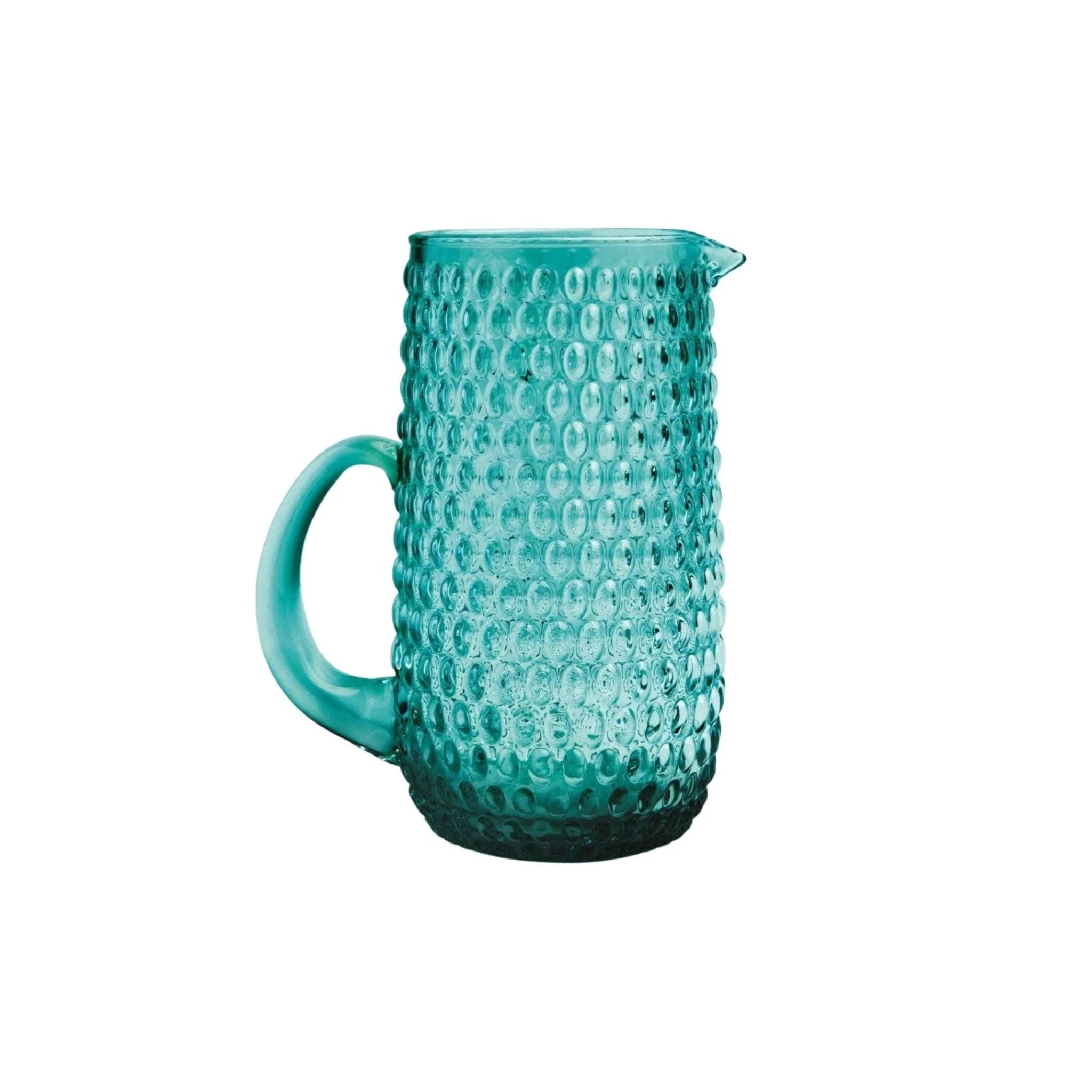 Handmade Teal Beaded Textured Pitcher - Elegant Ceramic Water Pitcher for Home Decor, Kitchen & Dining Table Centerpiece