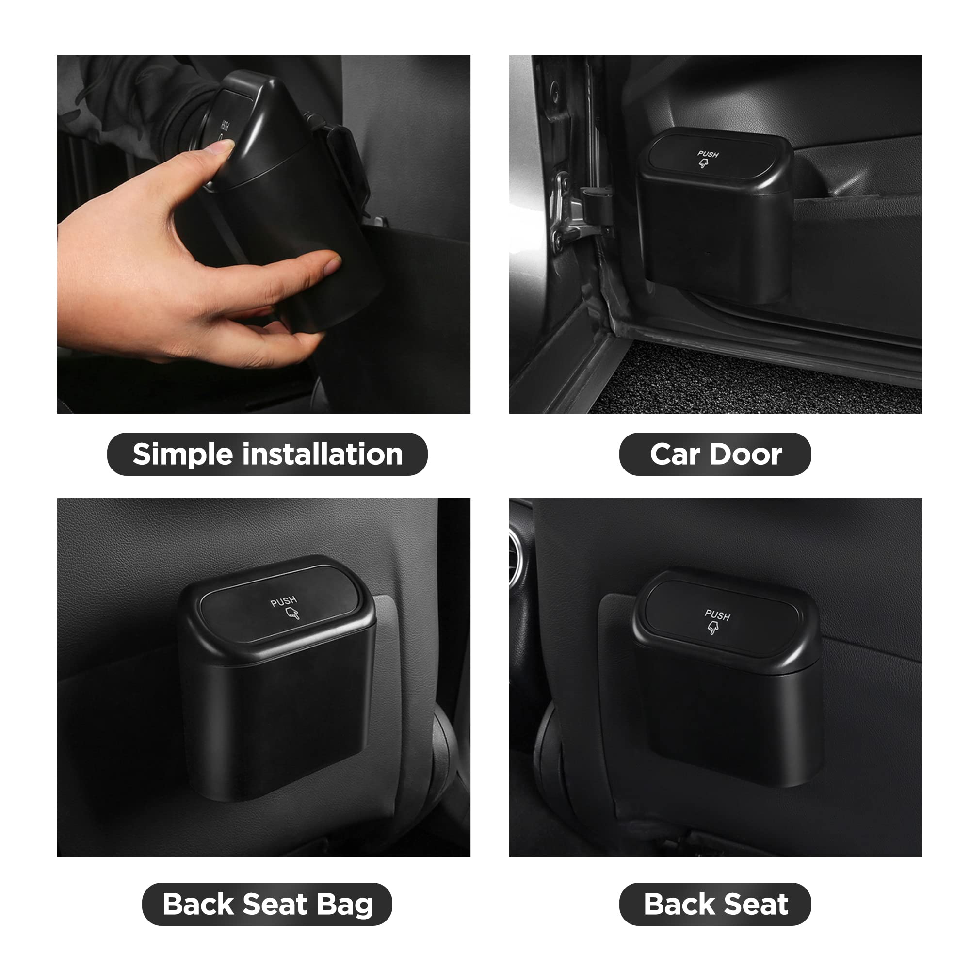 Leakproof Car Trash Can with Lid & 30 Trash Bags - Mini Car Garbage Bin for Front/Back Seat Storage - Perfect for Road Trips, Commuting & Keeping Your Vehicle Clean