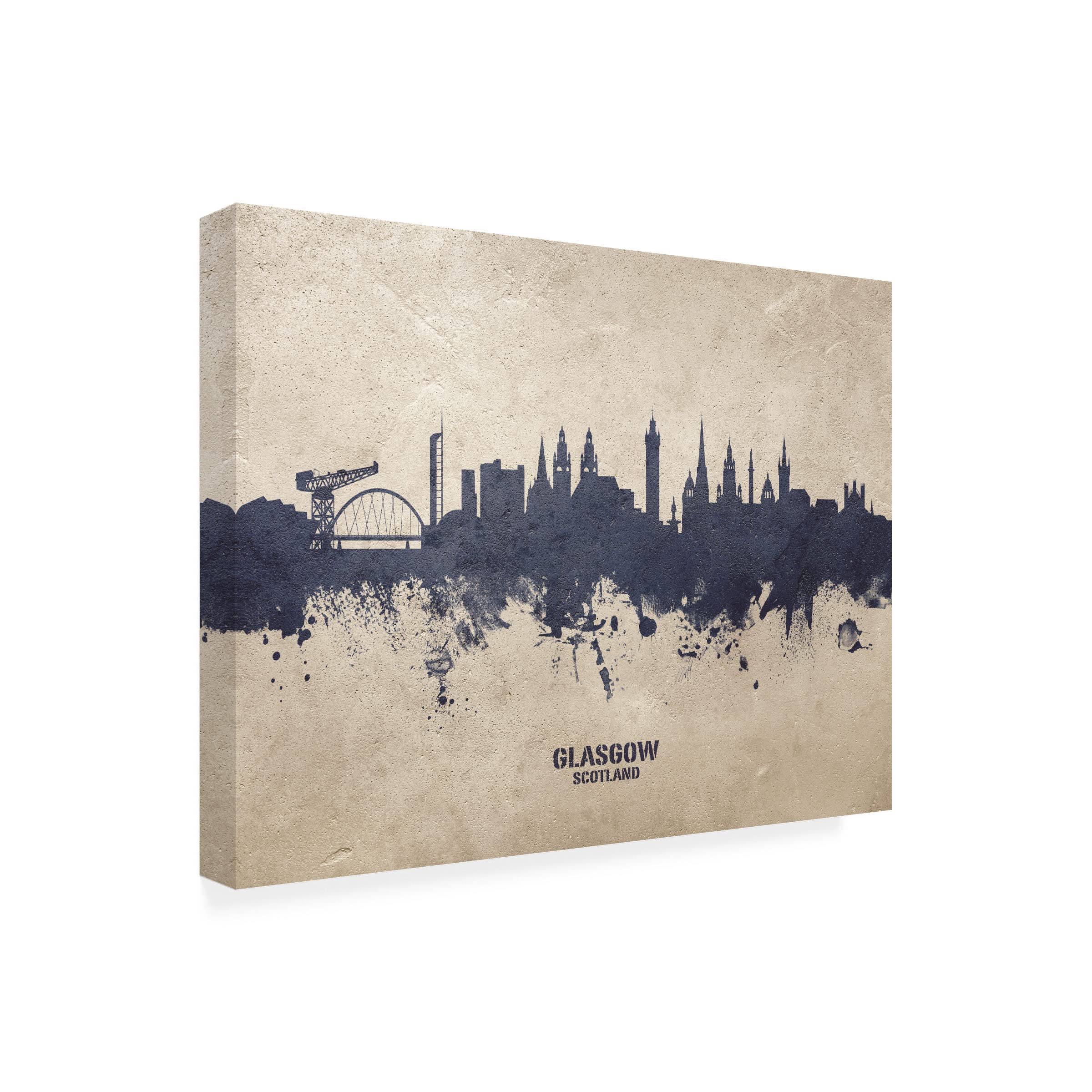 Michael Tompsett Glasgow Scotland Skyline Concrete Canvas Art Print - Modern Cityscape Wall Decor for Living Room, Office & Bedroom