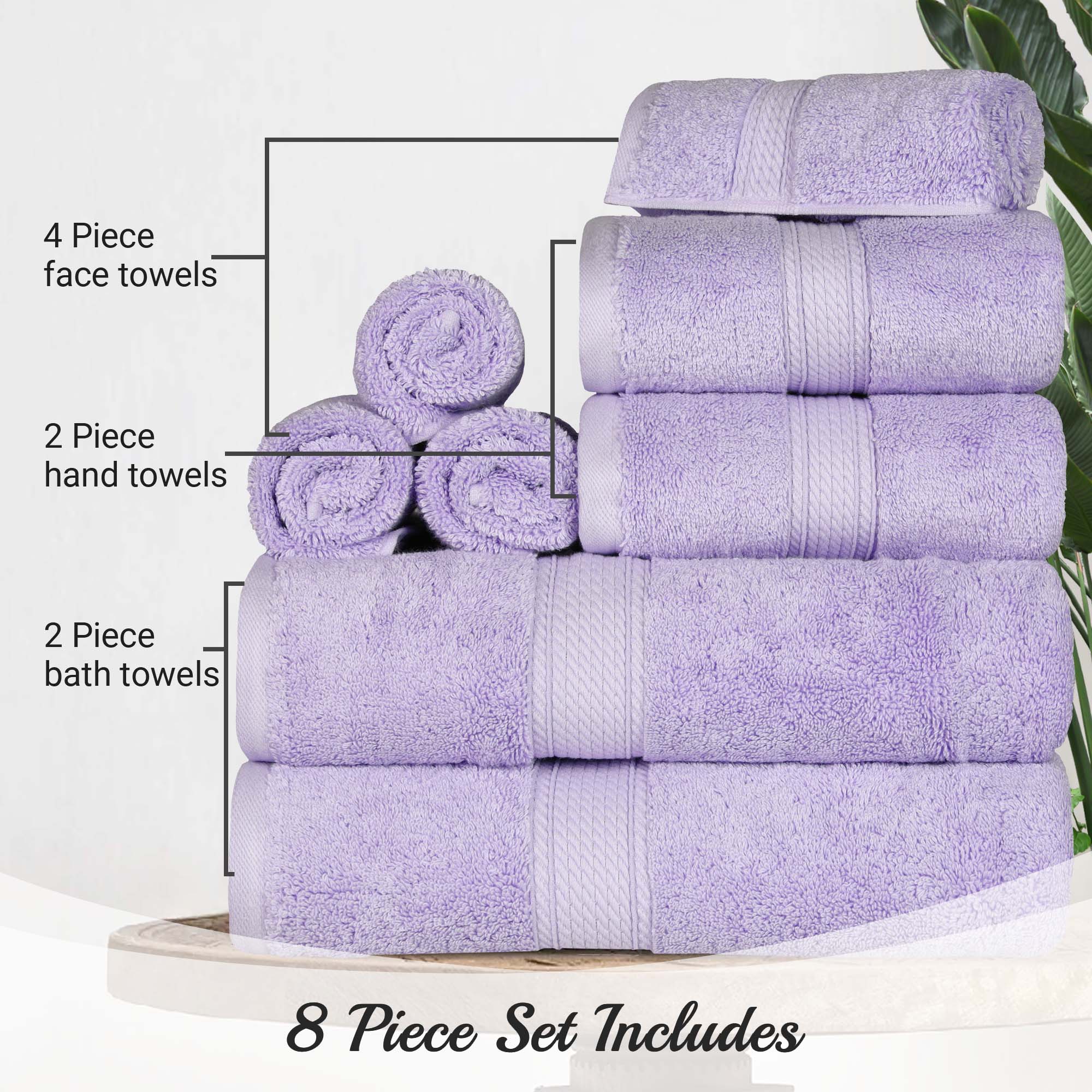 Premium 8-Piece Egyptian Cotton Towel Set - Ultra Soft, Heavyweight & Plush for Bath, Spa & Luxury Home Decor