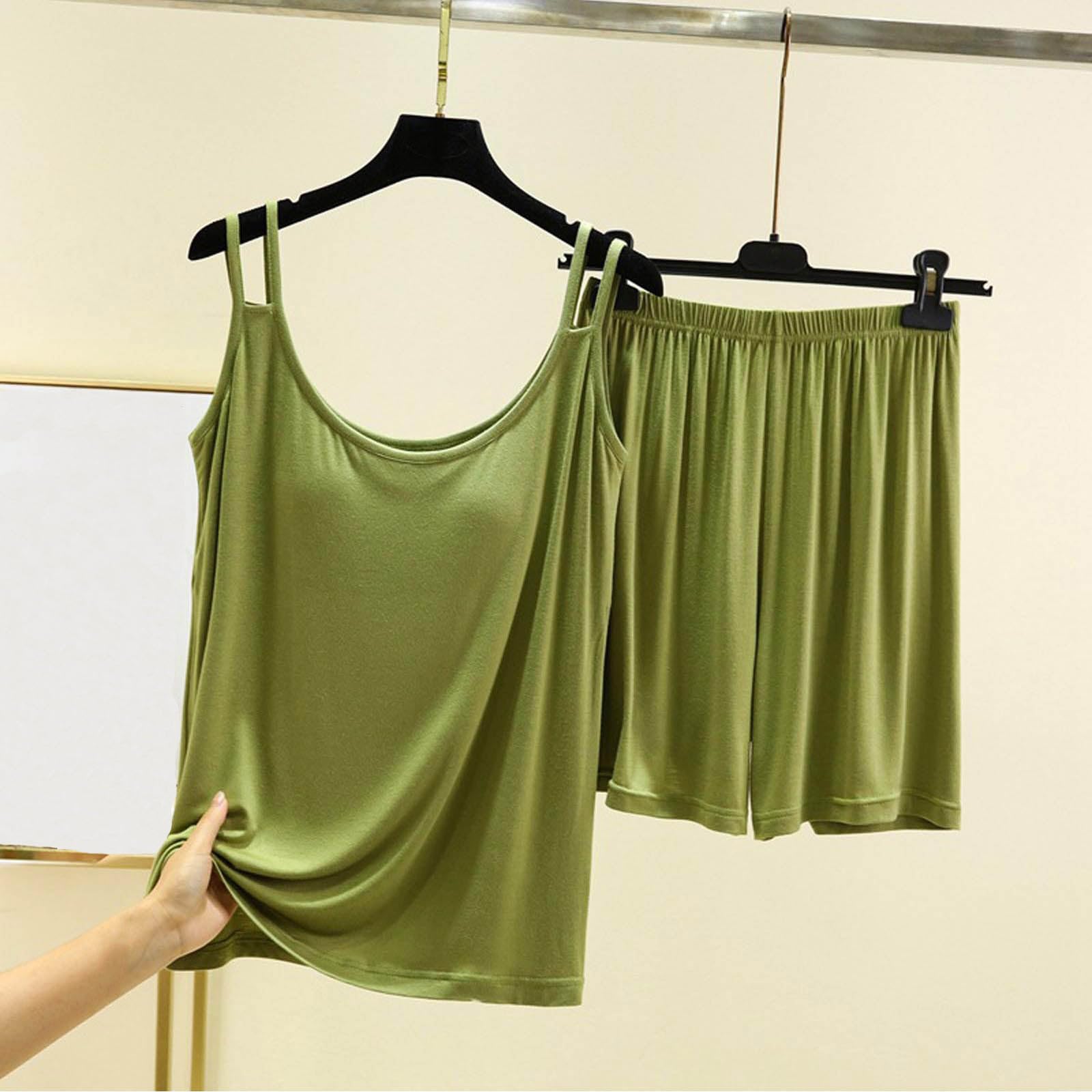Women's Pajama Short Sets with Built-in Bra - Soft Sleepwear for Summer & Lounge