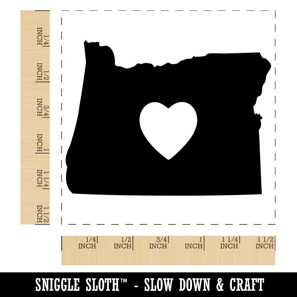 Oregon State with Heart Self-Inking Rubber Stamp - 1.5 Inch Large Custom Stamp with Black Ink - Perfect for Scrapbooking, Card Making & Document Signing