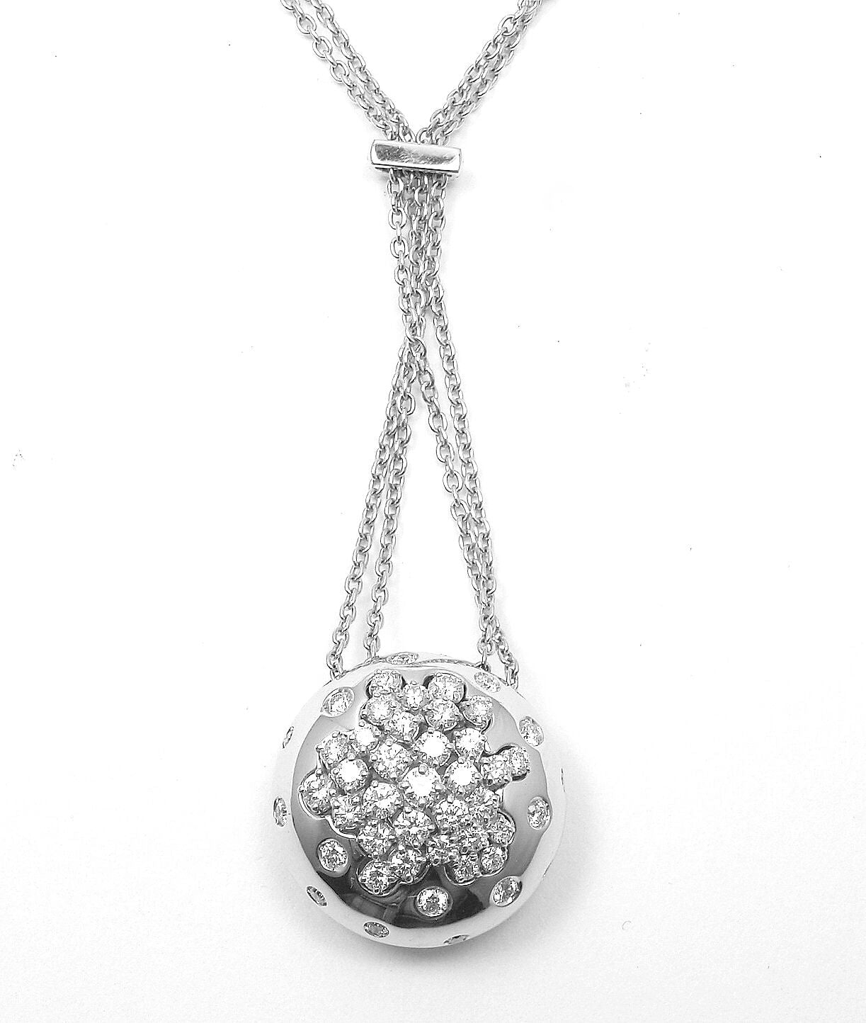Authentic Damiani 18K White Gold Diamond Drop Cluster Pendant Necklace for Women - Elegant Jewelry Gift for Anniversary, Wedding & Special Occasions