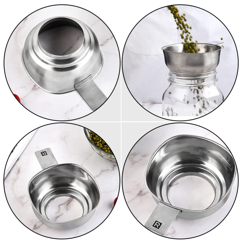 Jojofuny Stainless Steel Wide Mouth Canning Funnel with Handle - Heavy Duty Metal Kitchen Funnel for Jams, Liquids & Ingredients | Perfect for Home Canning, Preserving & Cooking